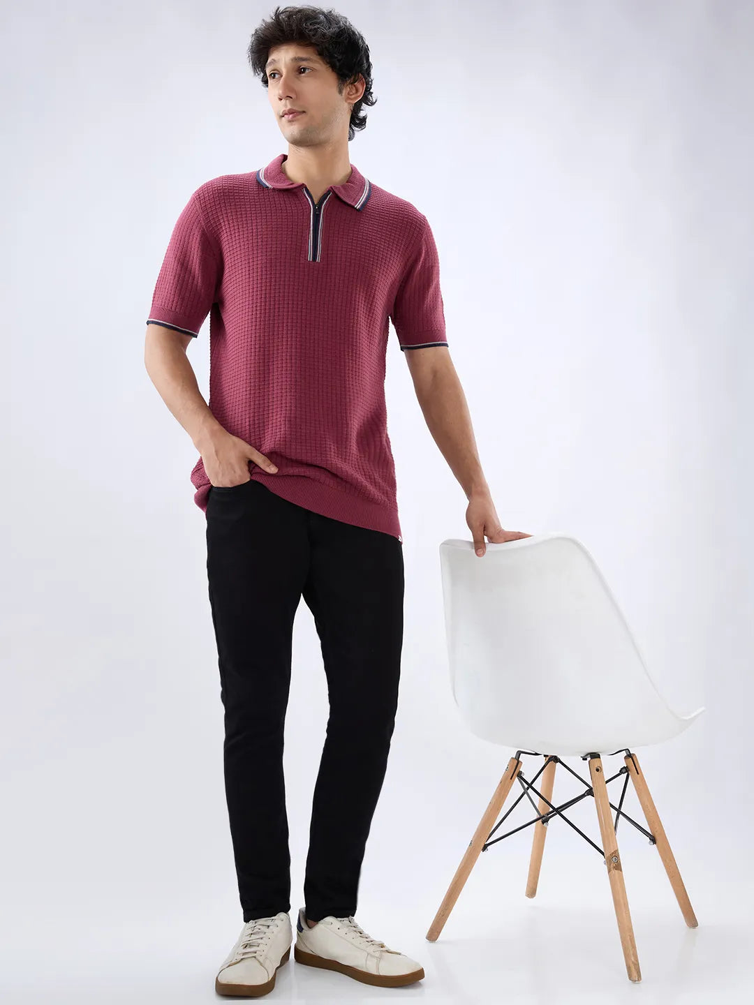 Men Kano Jeans Slim Fit Black Mid Rise