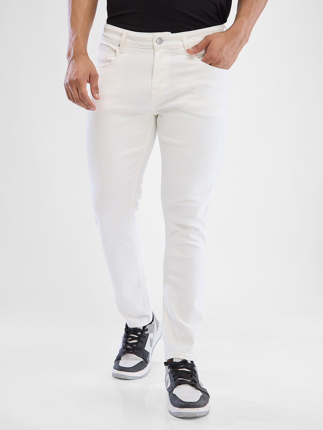 Spykar White Slim Fit Jeans For Men