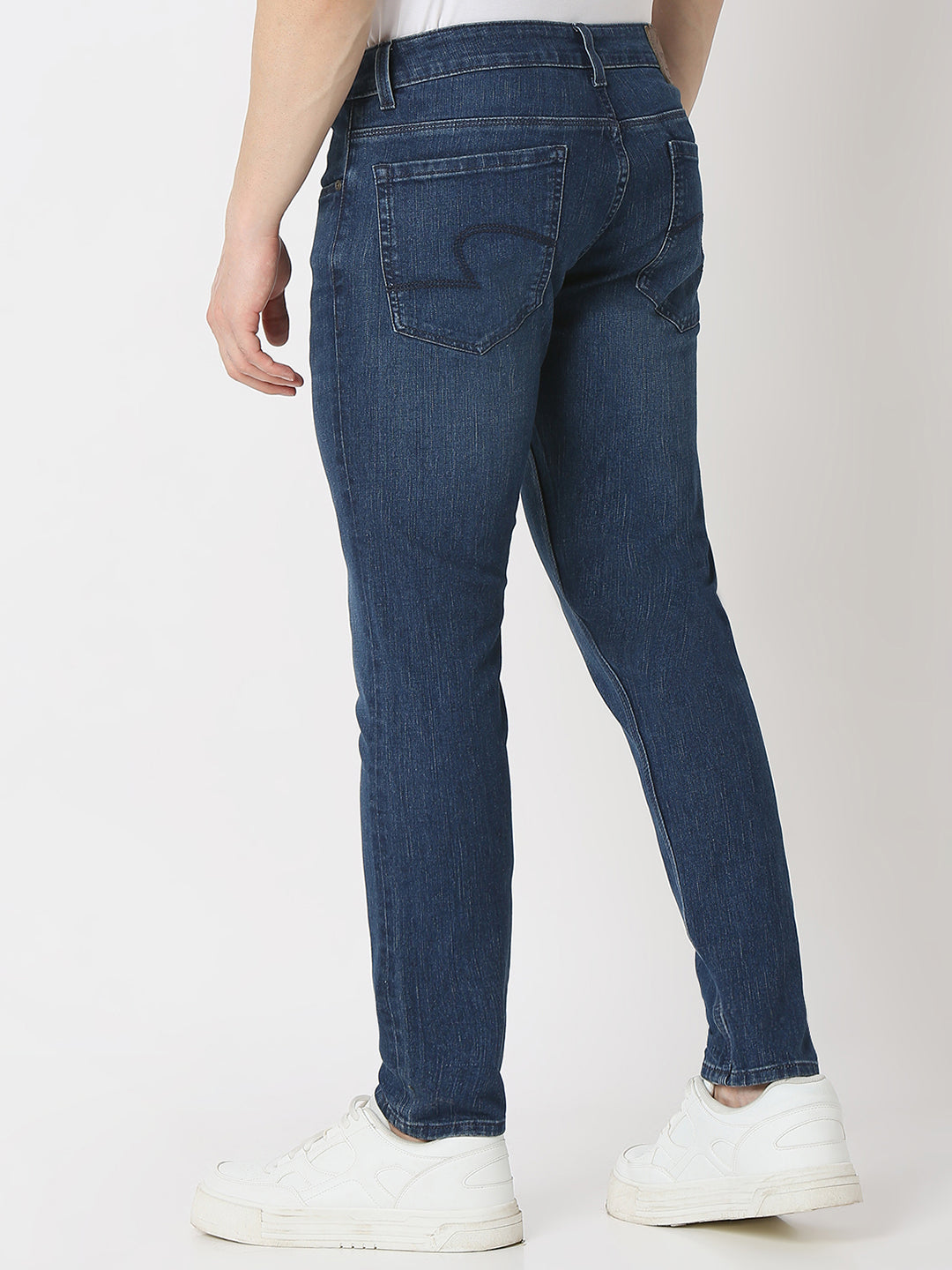 Spykar Vintage Blue Mid Rise Slim Fit Jeans For Men