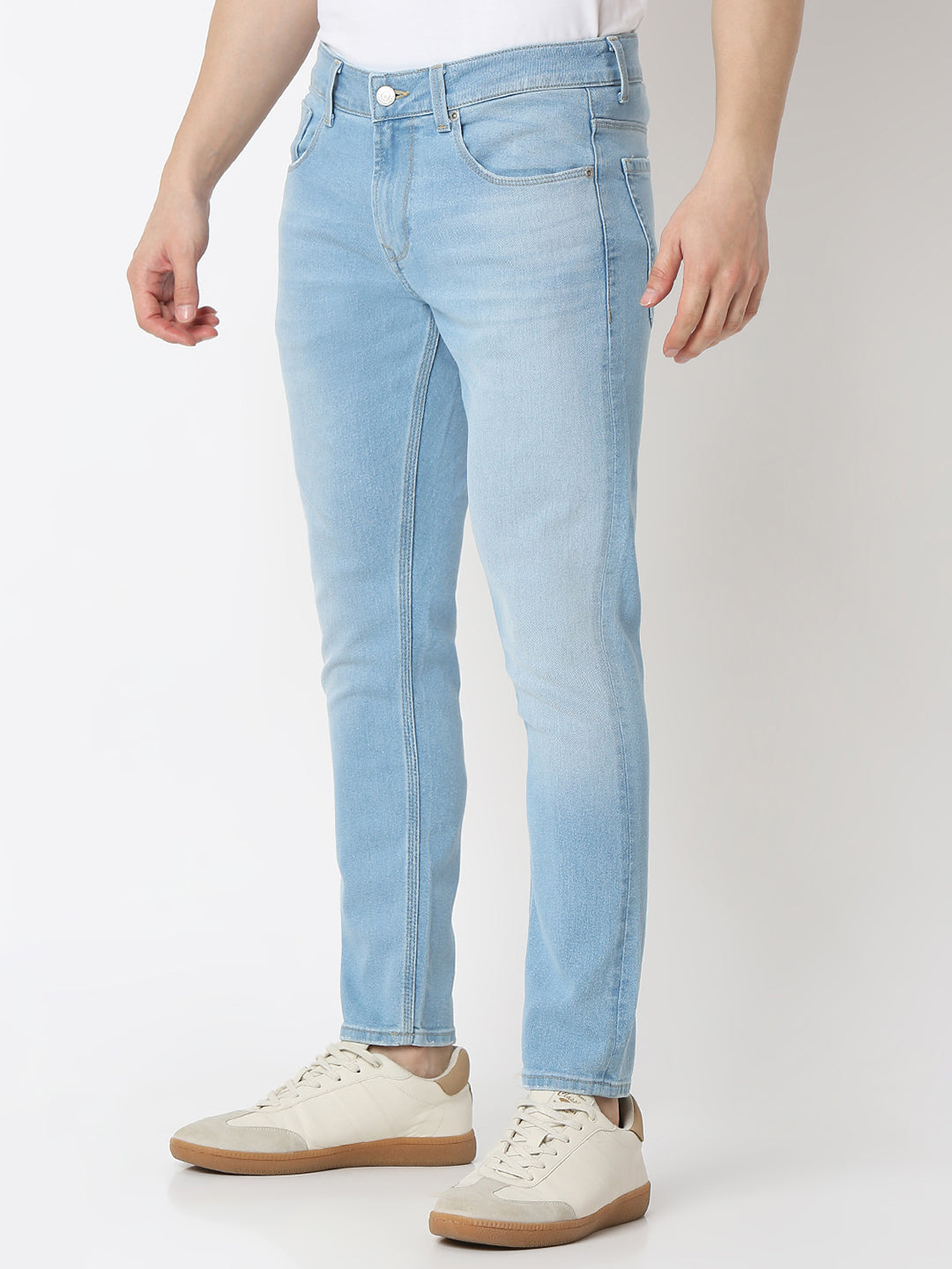 Spykar Light Blue Mid Rise Slim Fit Jeans For Men