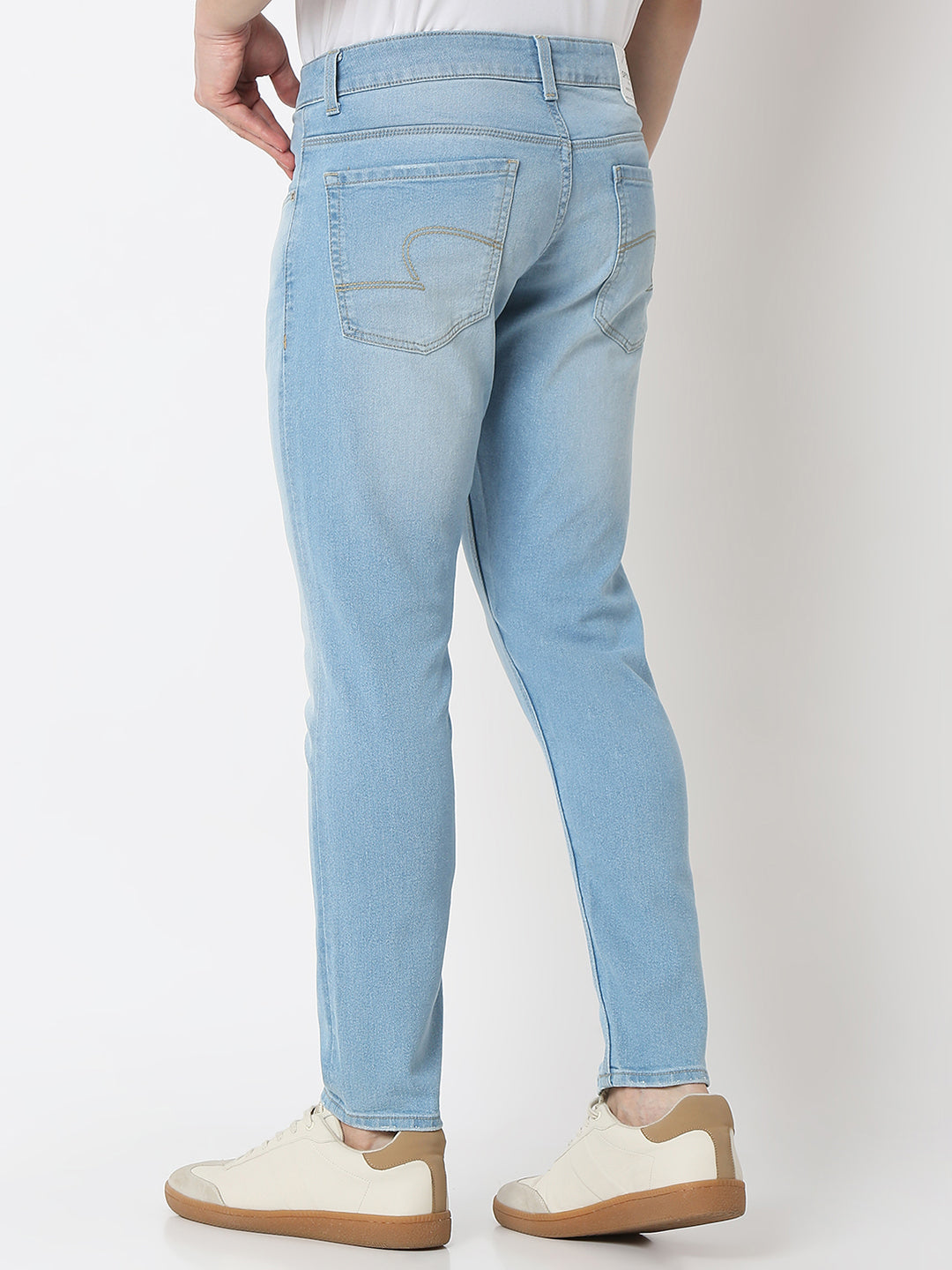 Spykar Light Blue Mid Rise Slim Fit Jeans For Men