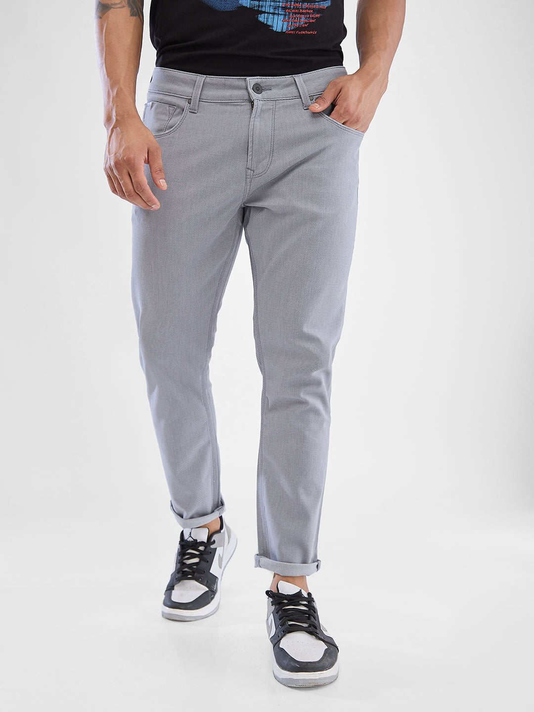 Spykar Grey Slim Fit Jeans For Men