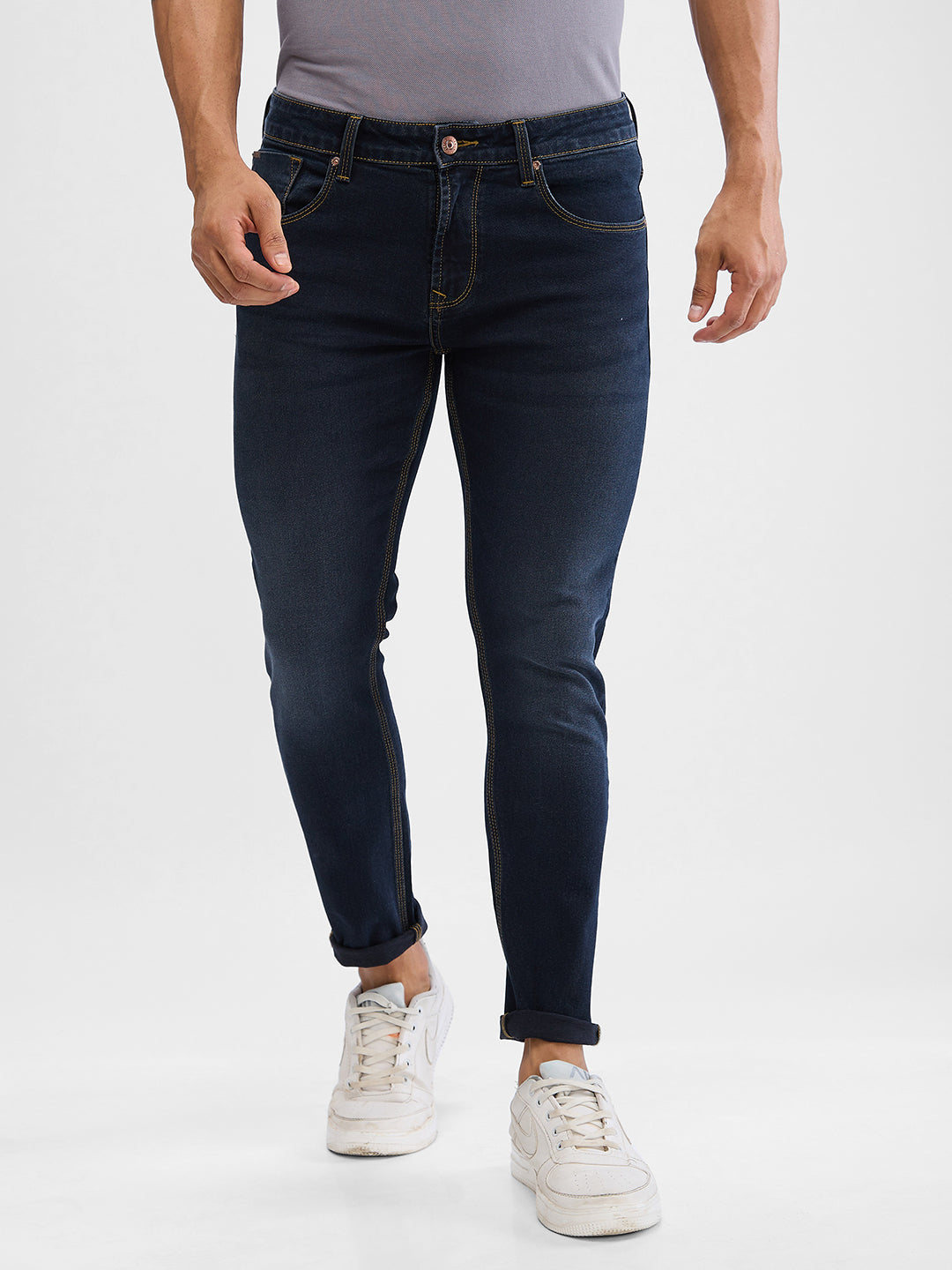 Spykar Dark Blue Slim Fit Jeans For Men