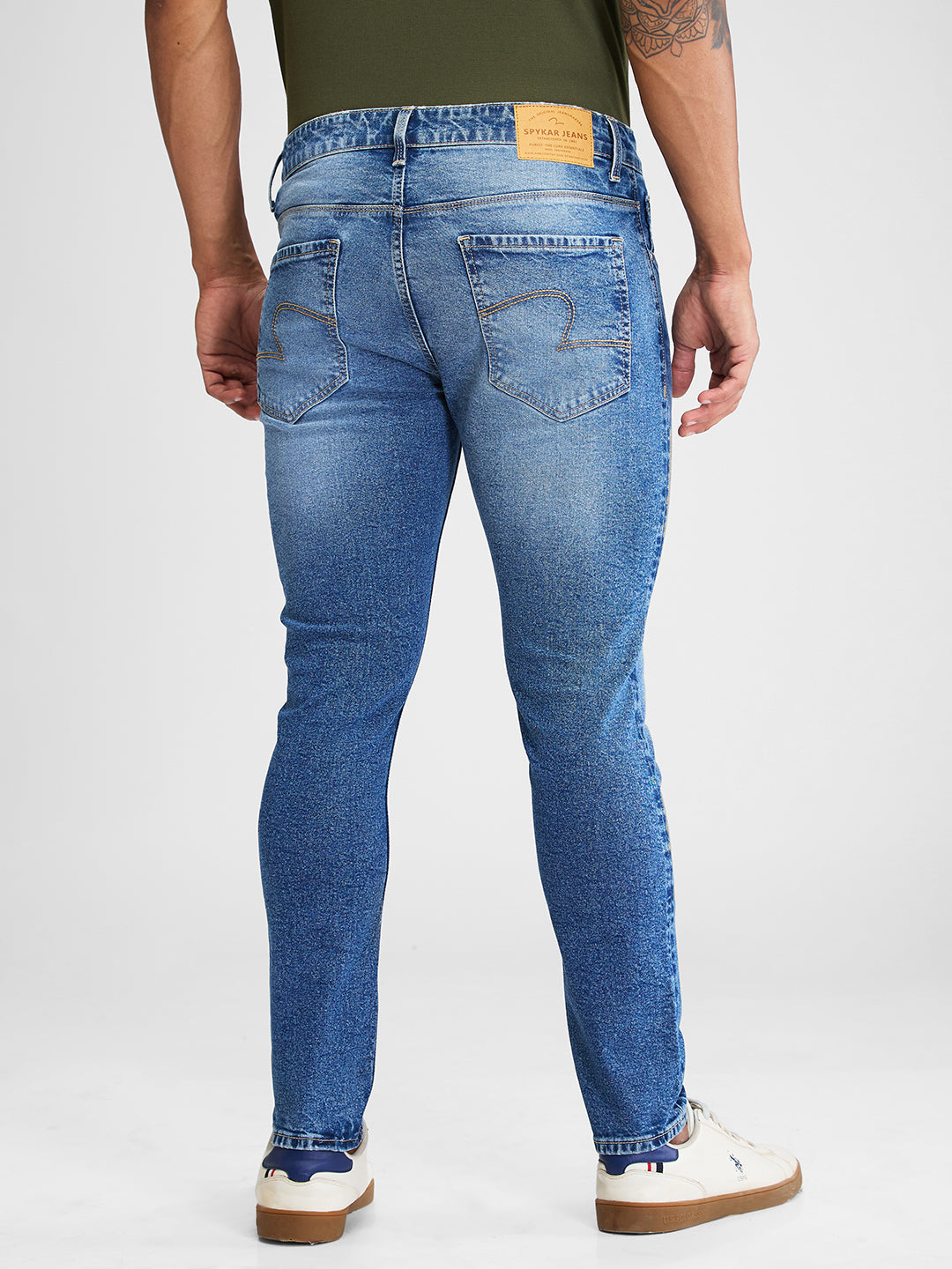 Spykar Blue Slim Fit Mid Rise Jeans For Men