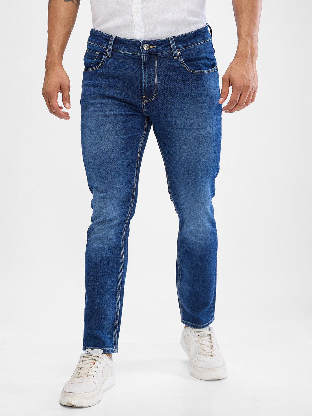 Spykar Mid Blue Slim Fit Jeans For Men