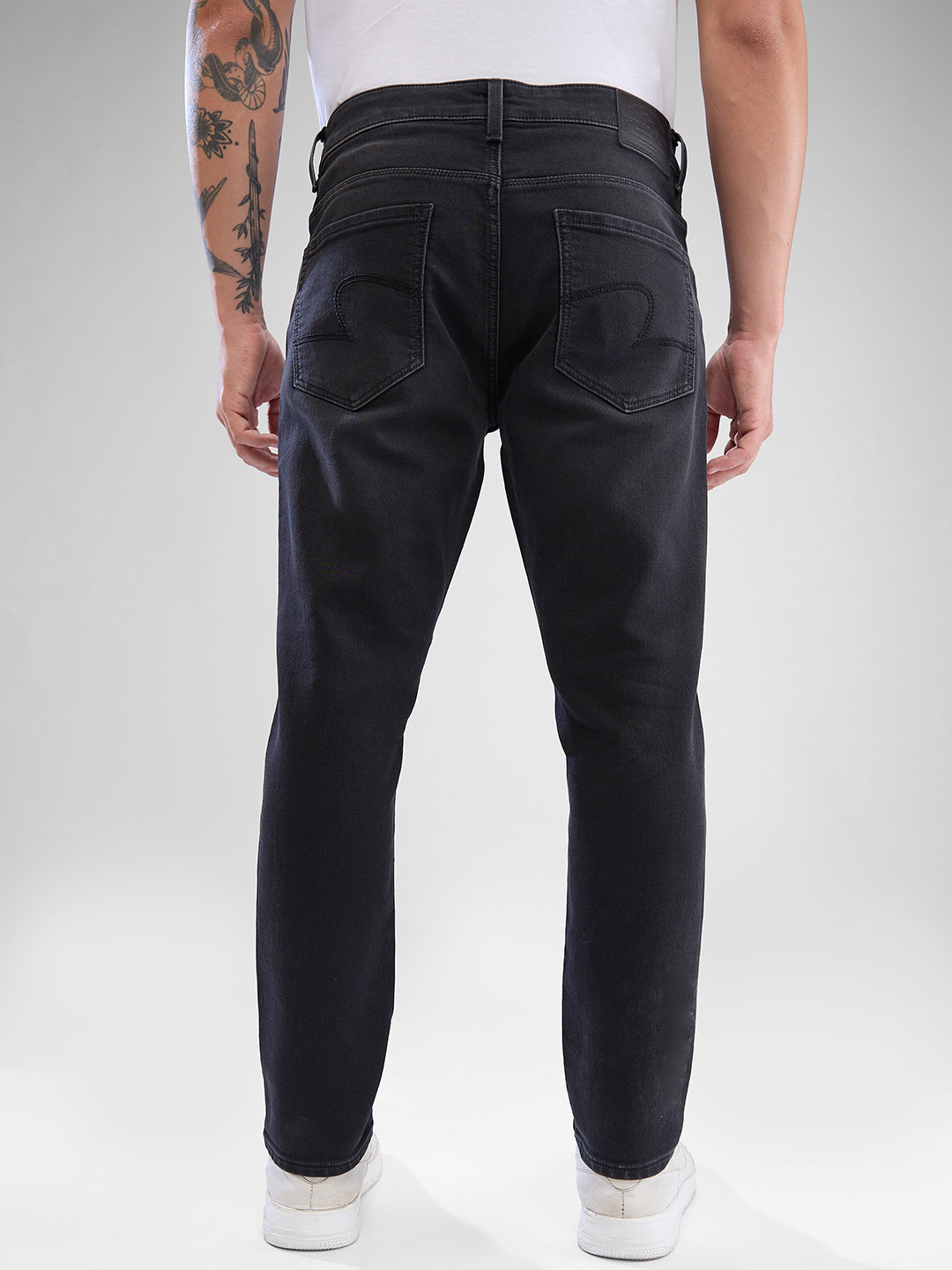 Men Kano Jeans Slim Fit Black Mid Rise