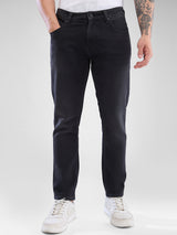 Men Kano Jeans Slim Fit Black Mid Rise