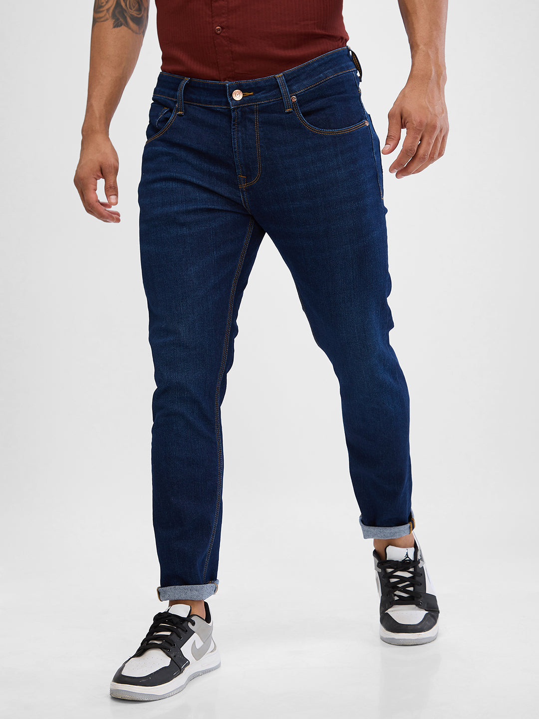 Spykar Dark Blue Slim Fit Jeans For Men