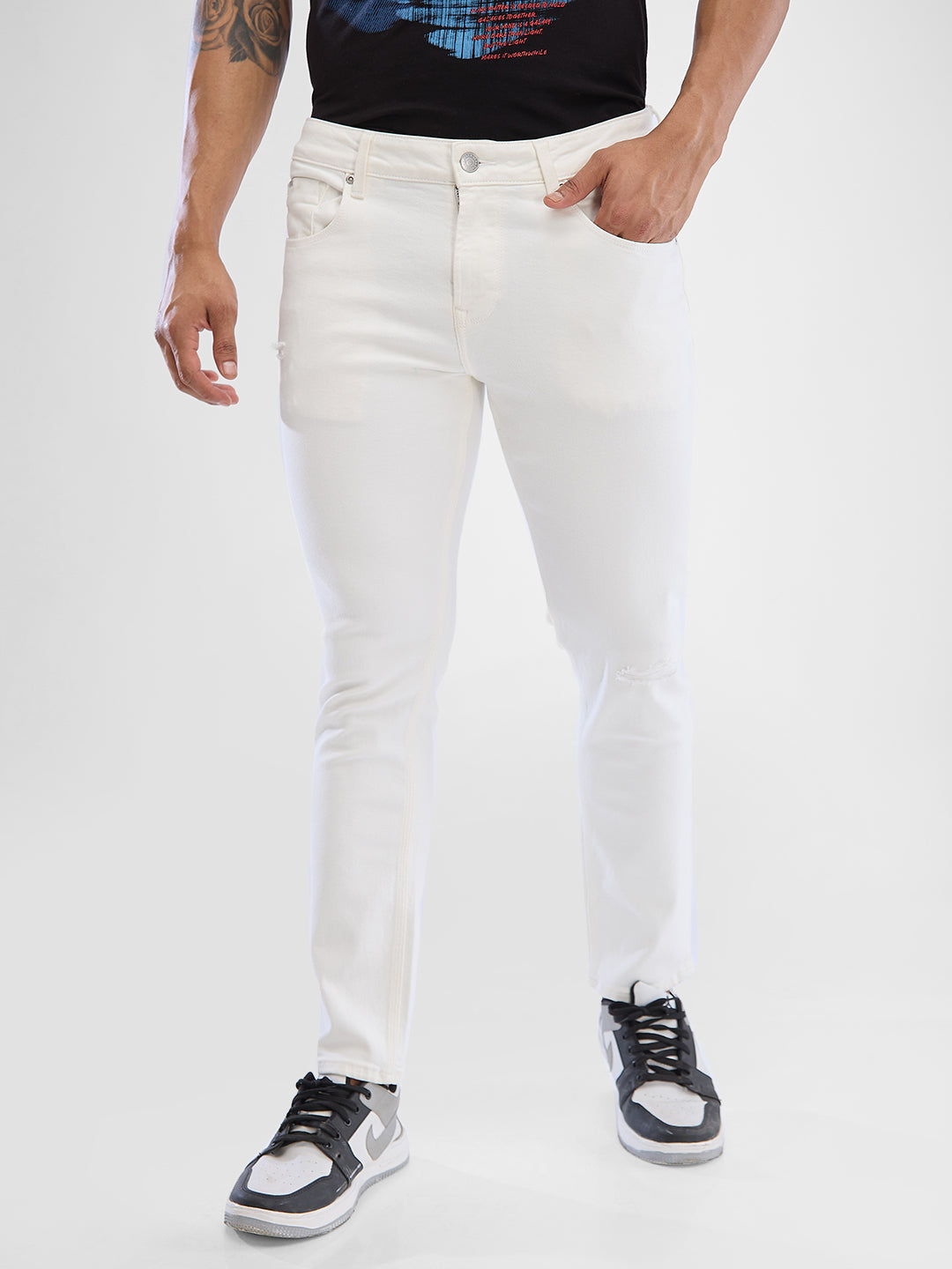 Spykar White Slim Fit Jeans For Men