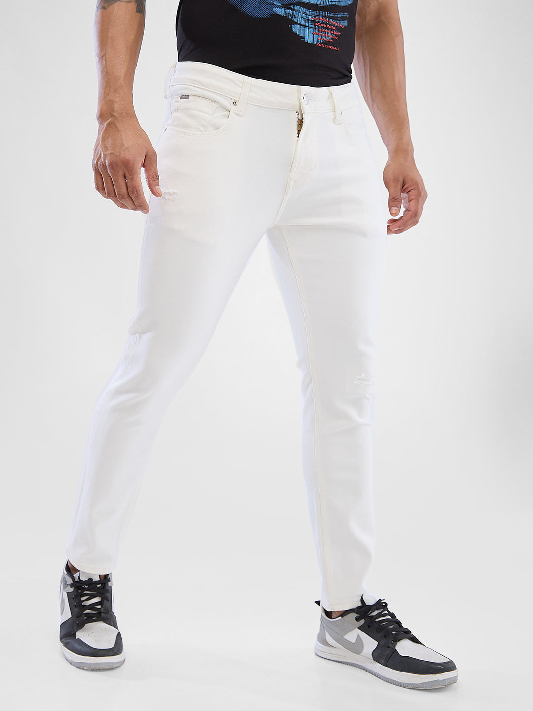 Spykar White Slim Fit Jeans For Men