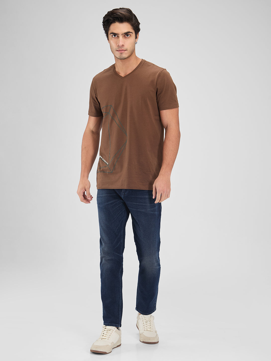 Spykar Brown Slim Fit Mid Rise Jeans For Men