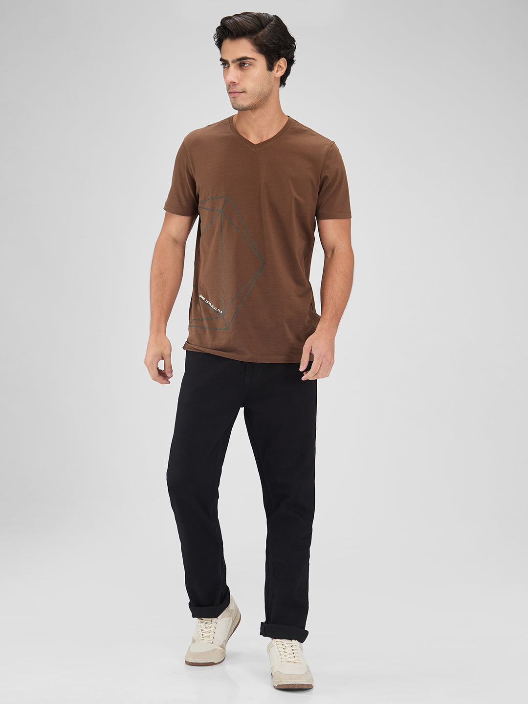 Spykar Brown Slim Fit Mid Rise Jeans For Men