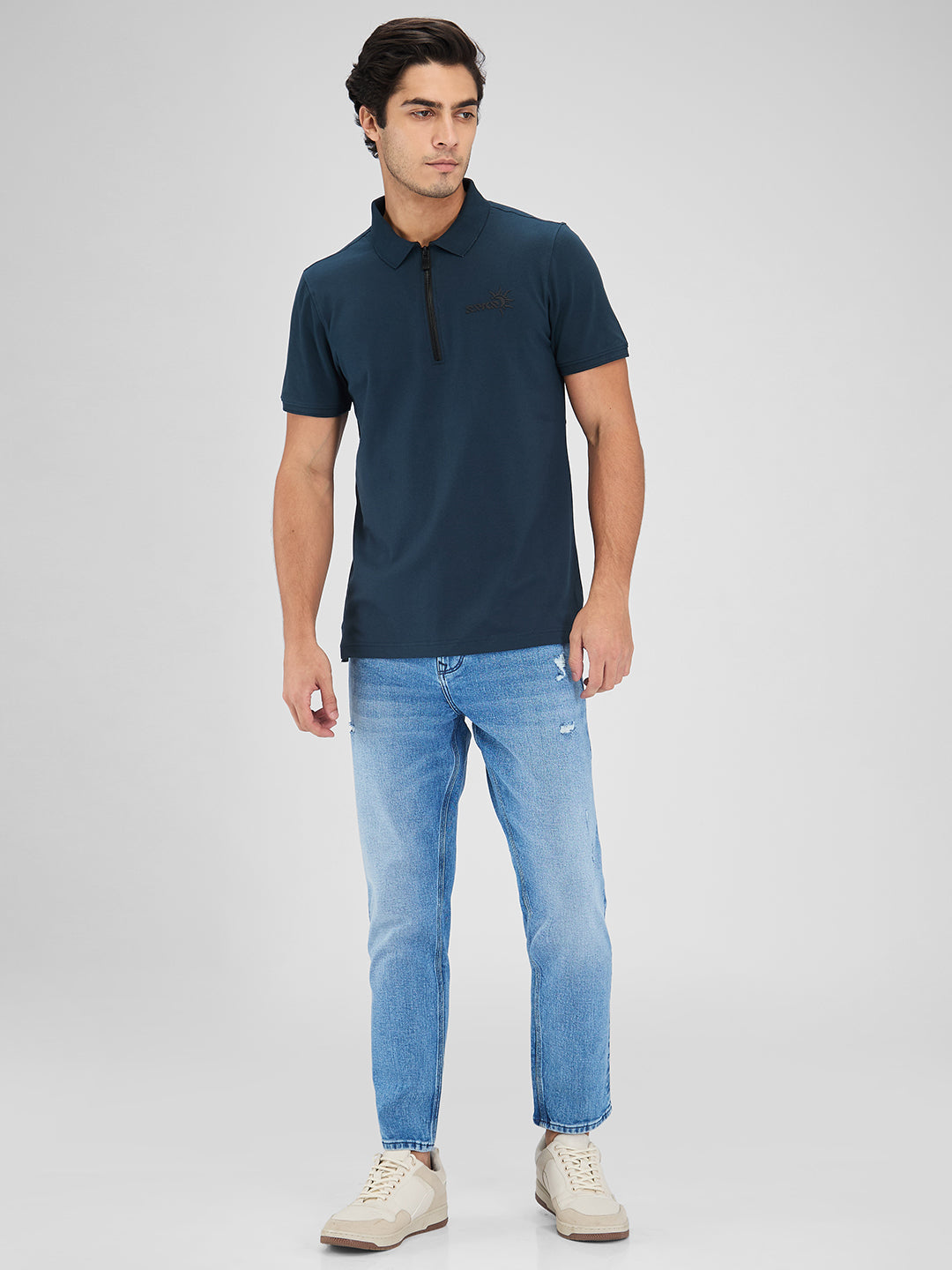 Spykar Blue Slim Fit Mid Rise Jeans For Men