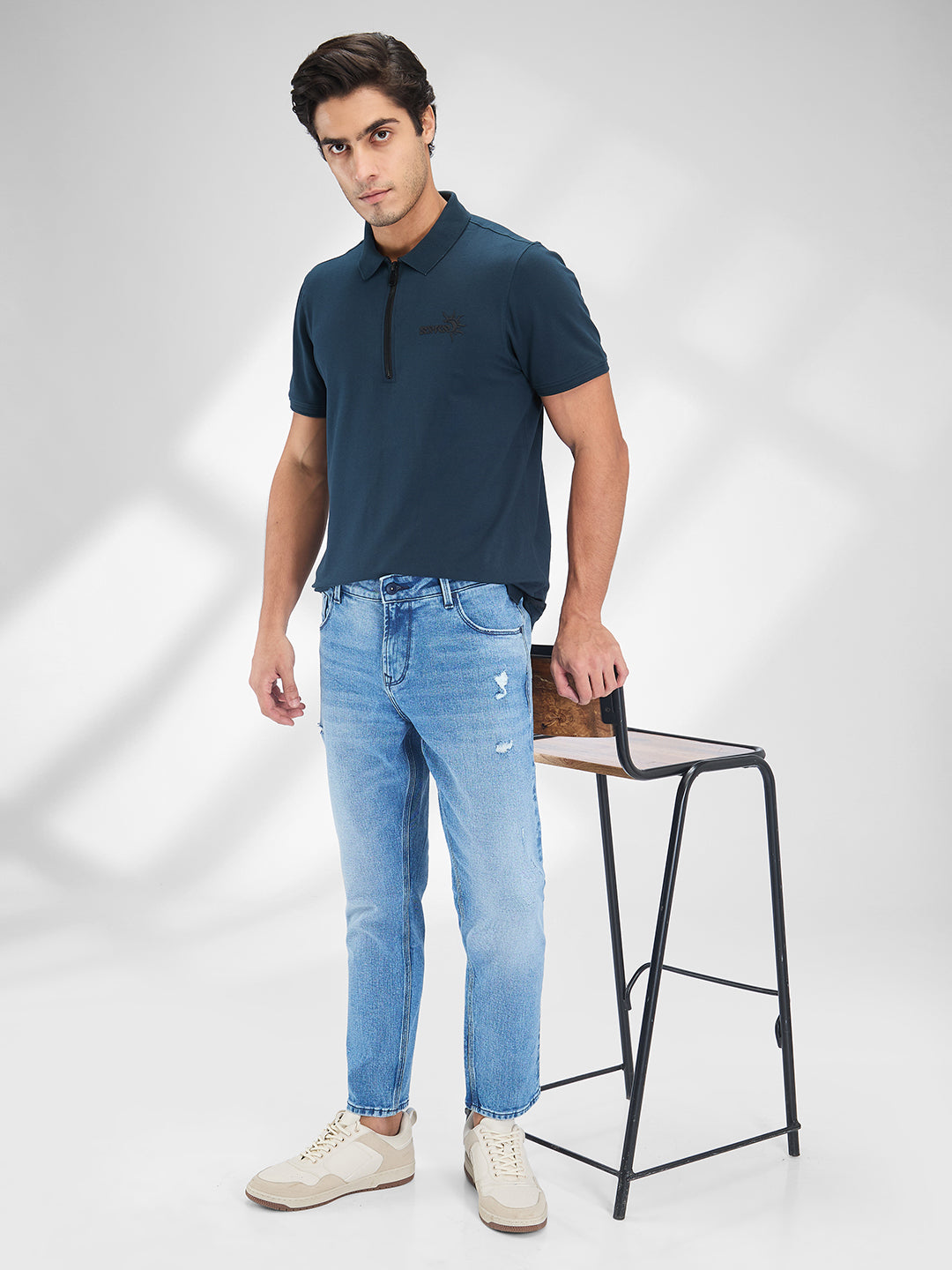 Spykar Blue Slim Fit Mid Rise Jeans For Men