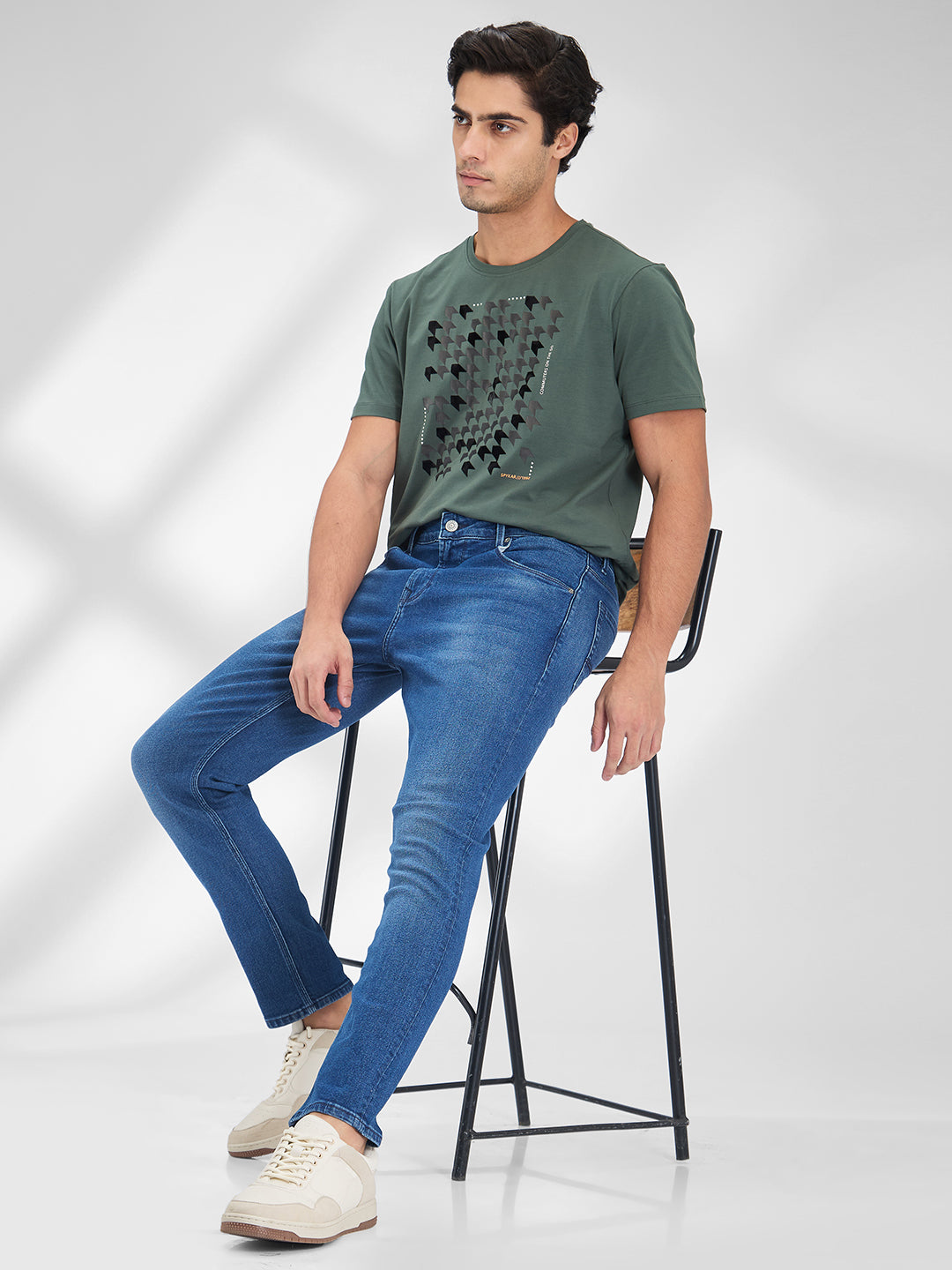 Spykar Blue Slim Fit Mid Rise Jeans For Men