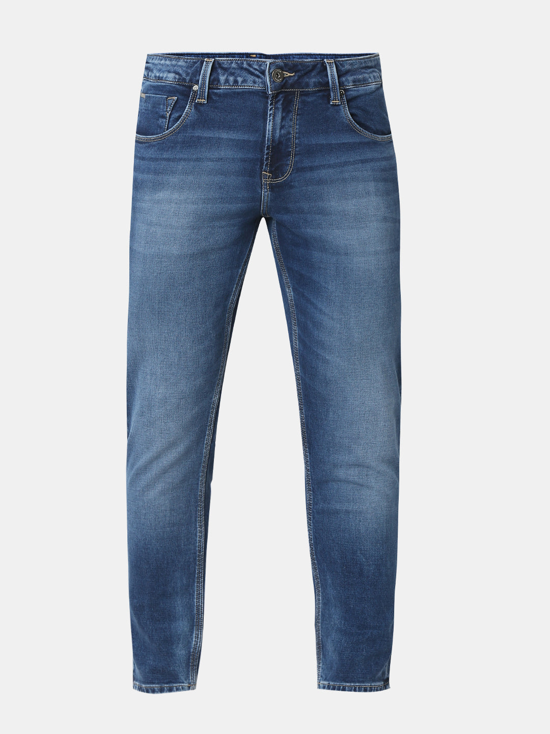 Spykar Mid Blue Mid Rise Slim Fit Jeans For Men