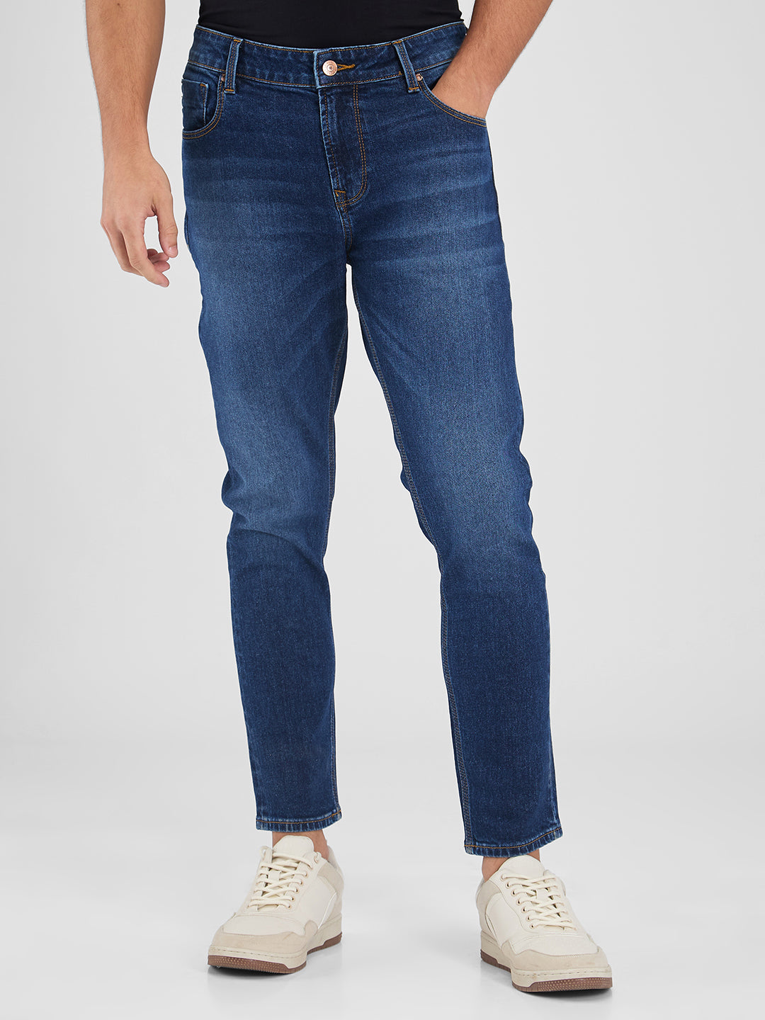 Spykar Blue Slim Fit Mid Rise Jeans For Men