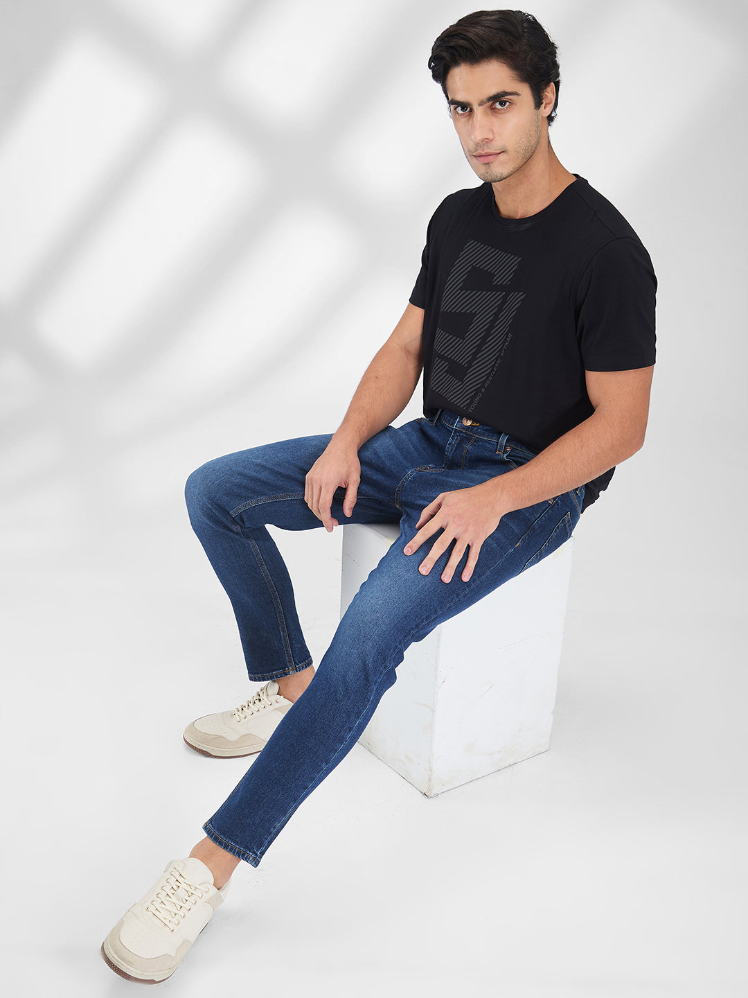 Spykar Blue Slim Fit Mid Rise Jeans For Men