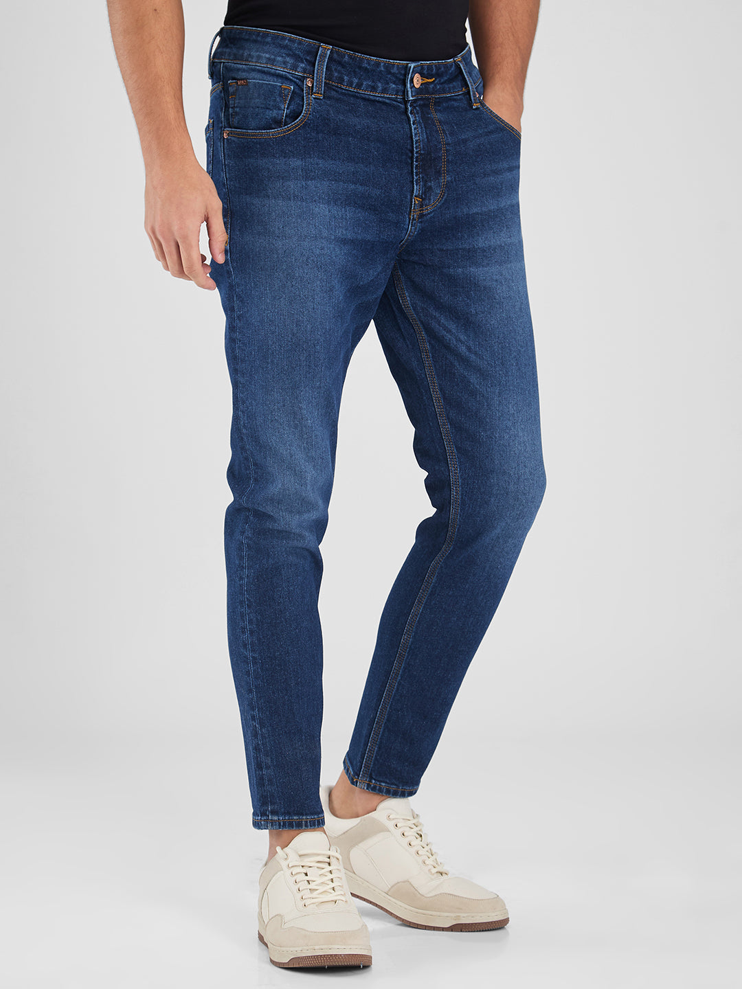 Spykar Blue Slim Fit Mid Rise Jeans For Men