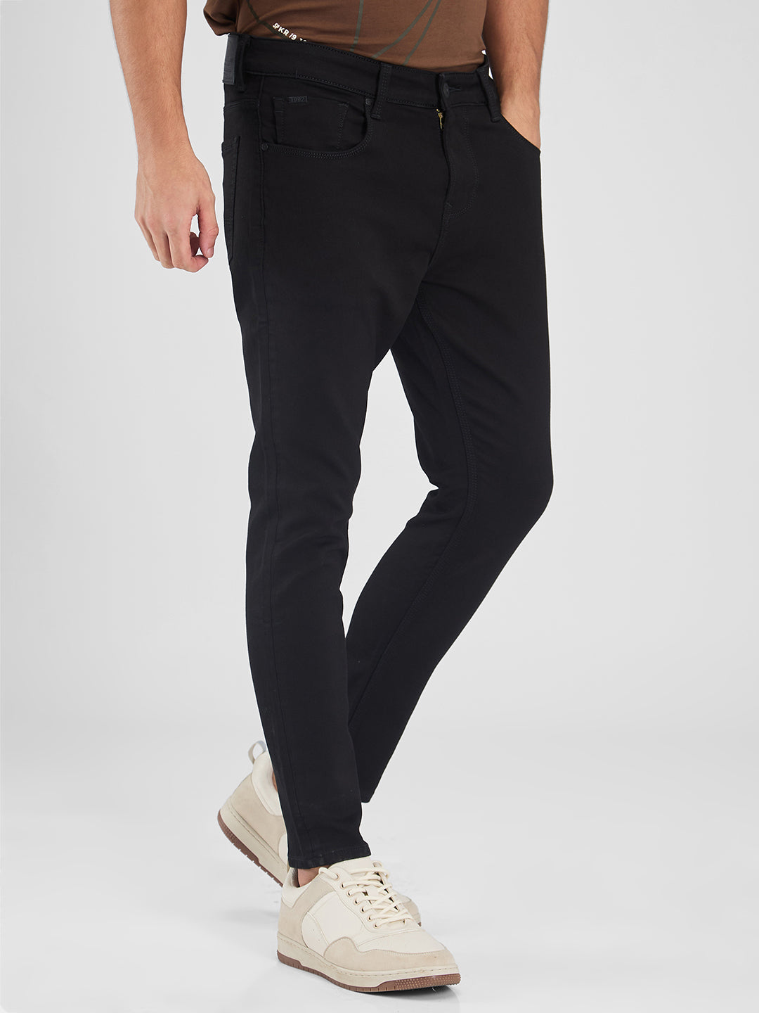 Spykar Black Slim Fit Mid Rise Jeans For Men