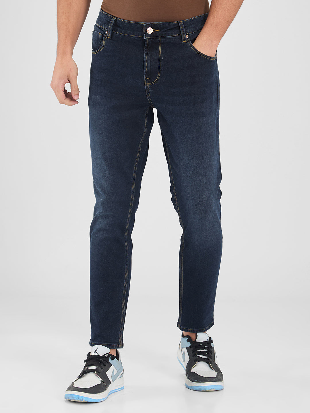 Spykar Blue Slim Fit Mid Rise Jeans For Men