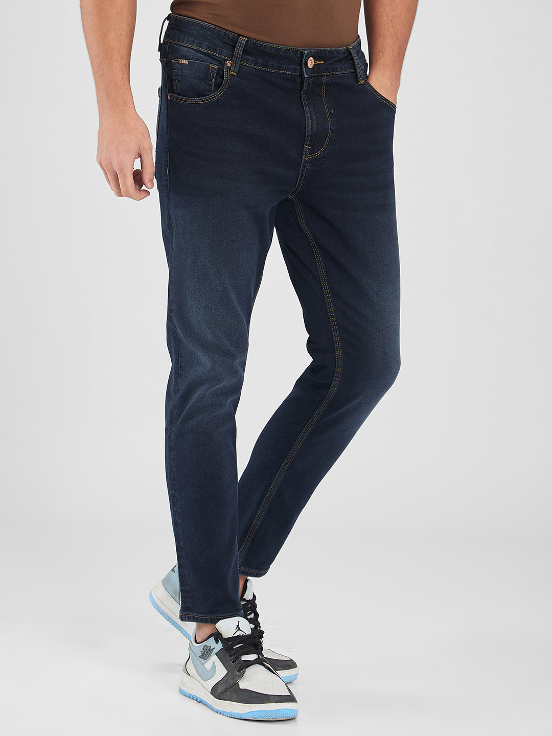 Spykar Blue Slim Fit Mid Rise Jeans For Men