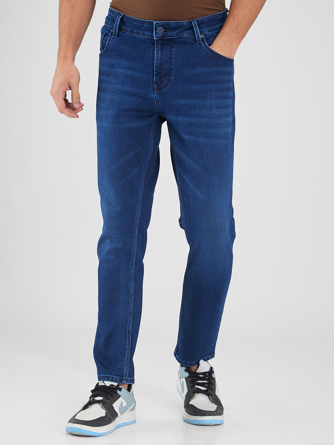 Spykar Blue Slim Fit Mid Rise Jeans For Men