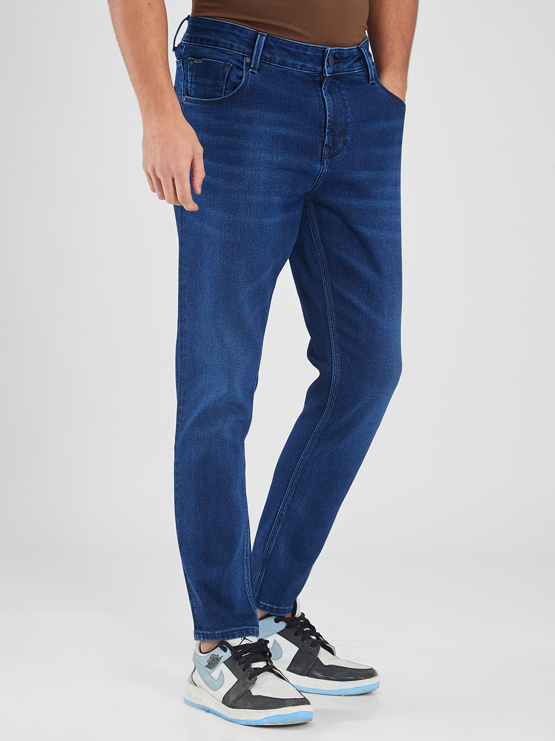 Spykar Blue Slim Fit Mid Rise Jeans For Men