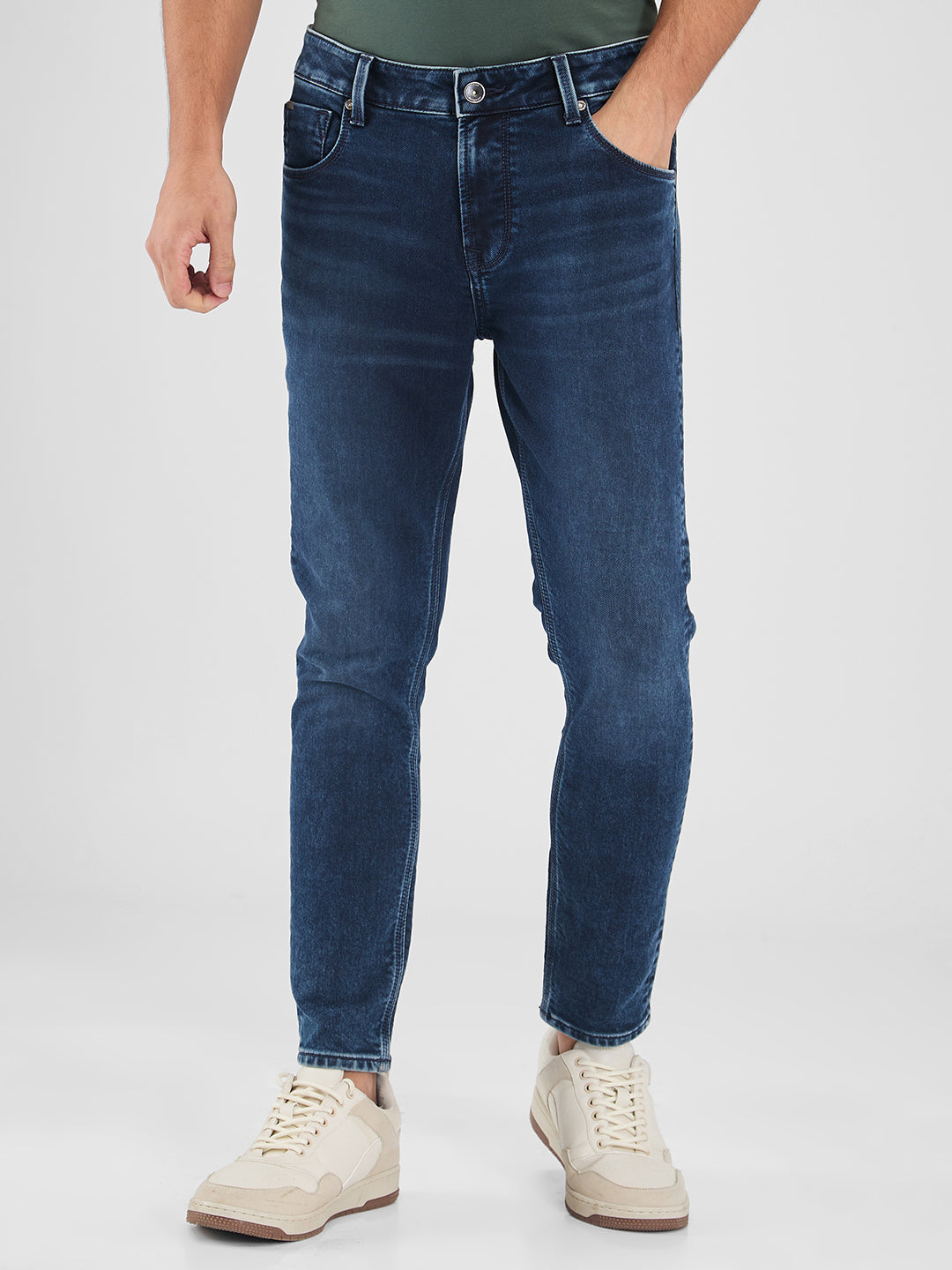 Spykar Blue Slim Fit Mid Rise Jeans For Men