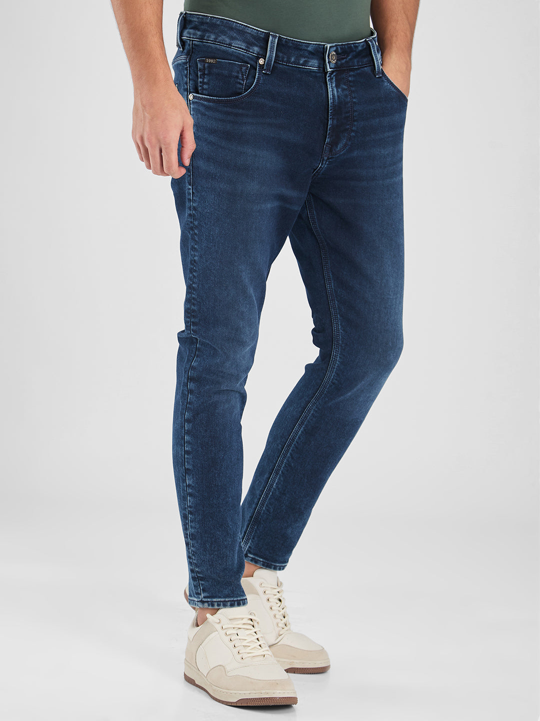 Spykar Blue Slim Fit Mid Rise Jeans For Men