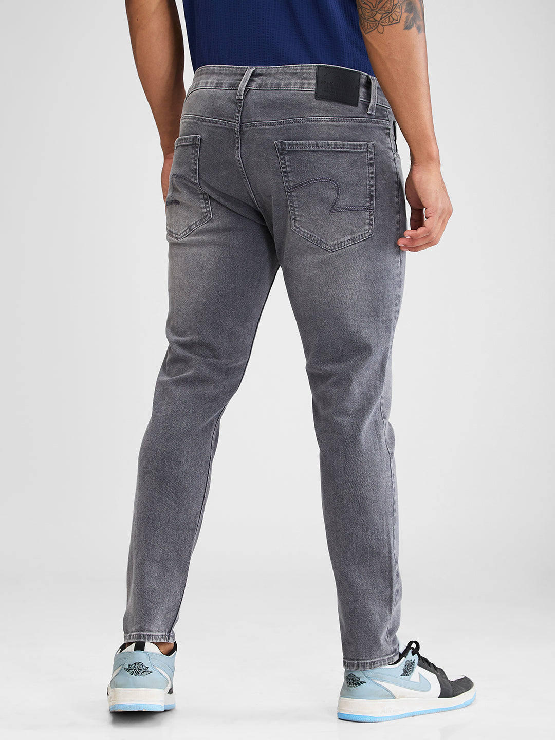 Spykar Gray Slim Fit Mid Rise Jeans For Men