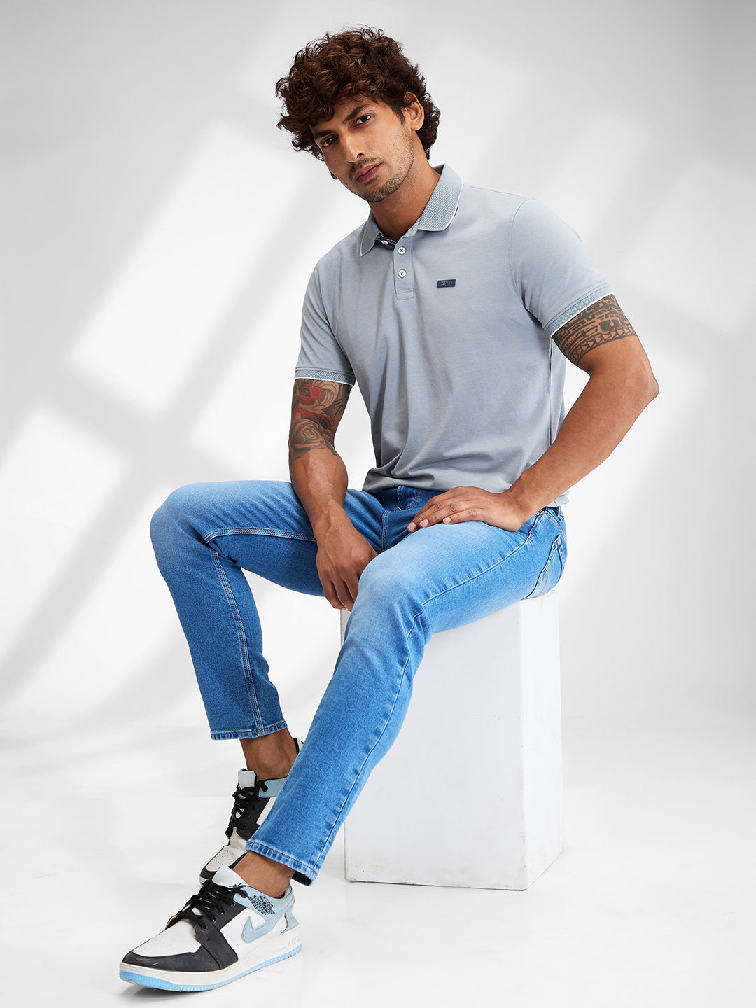 Spykar Blue Slim Fit Mid Rise Jeans For Men