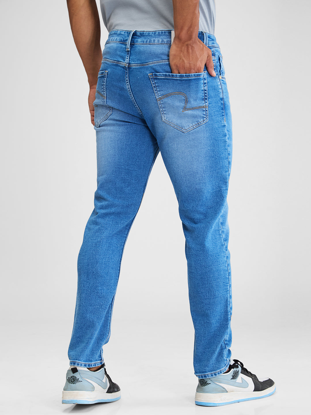 Spykar Blue Slim Fit Mid Rise Jeans For Men