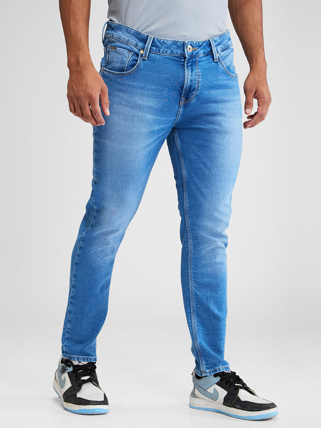 Spykar Blue Slim Fit Mid Rise Jeans For Men