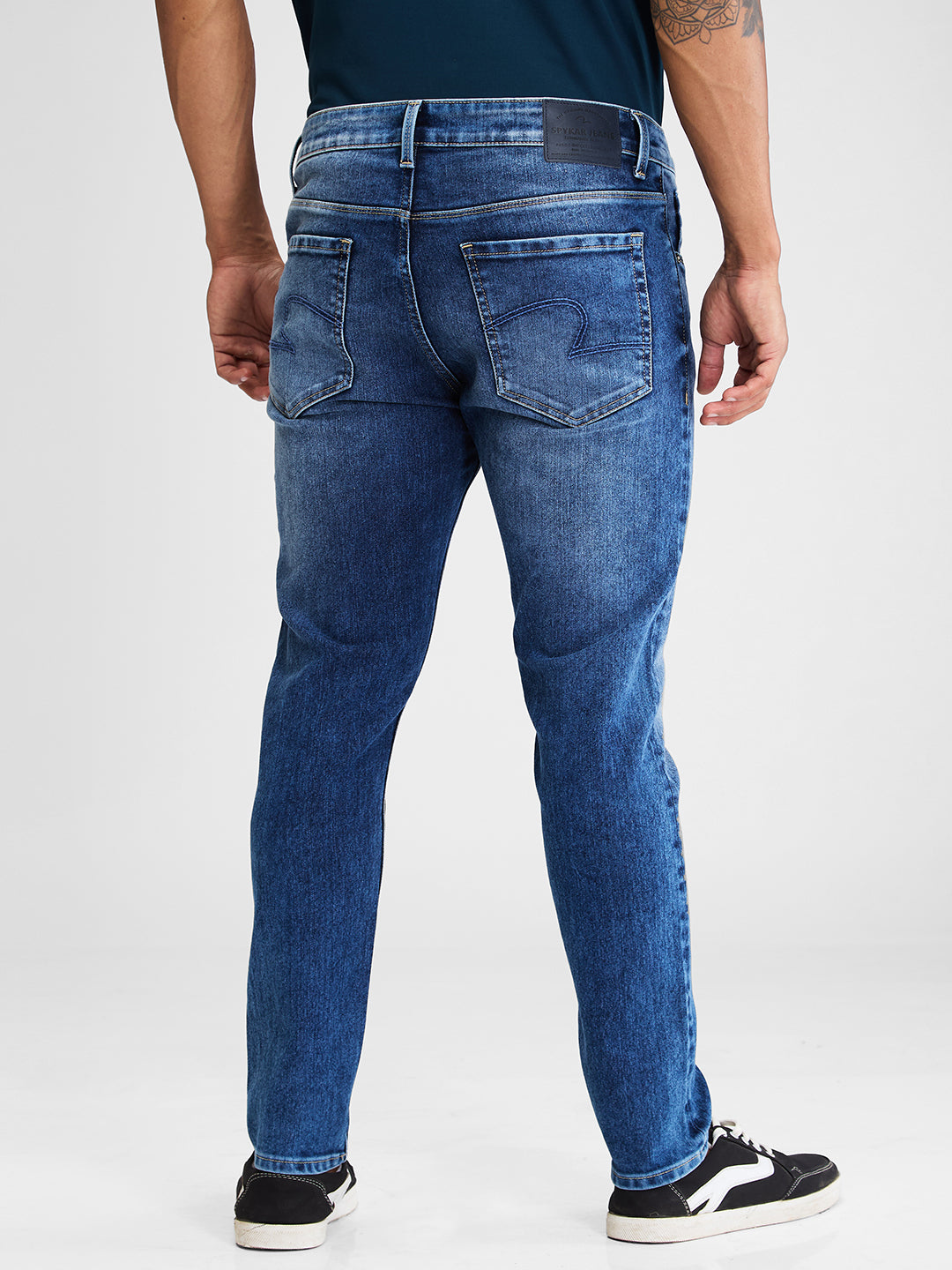 Spykar Blue Slim Fit Mid Rise Jeans For Men