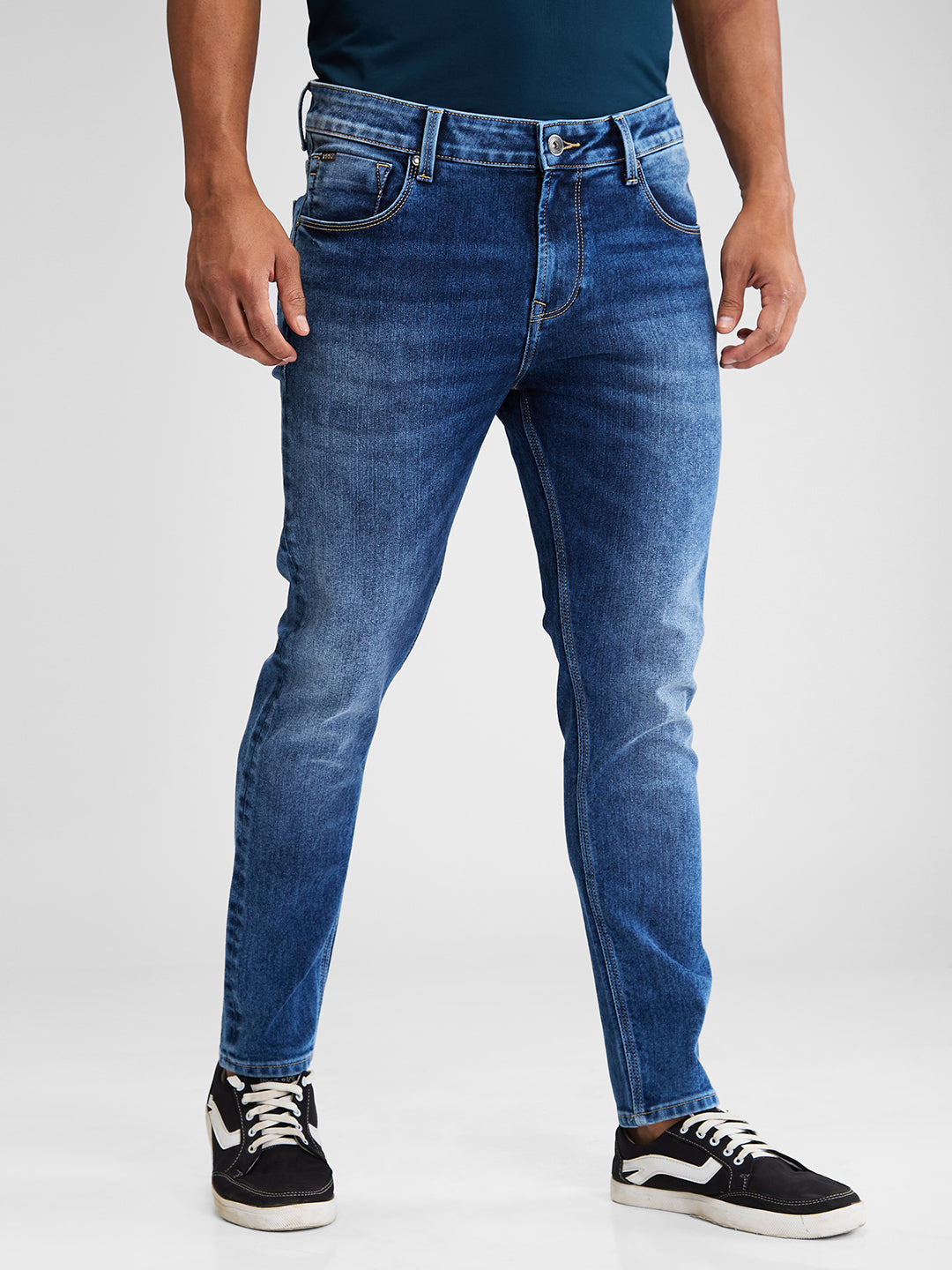 Spykar Blue Slim Fit Mid Rise Jeans For Men