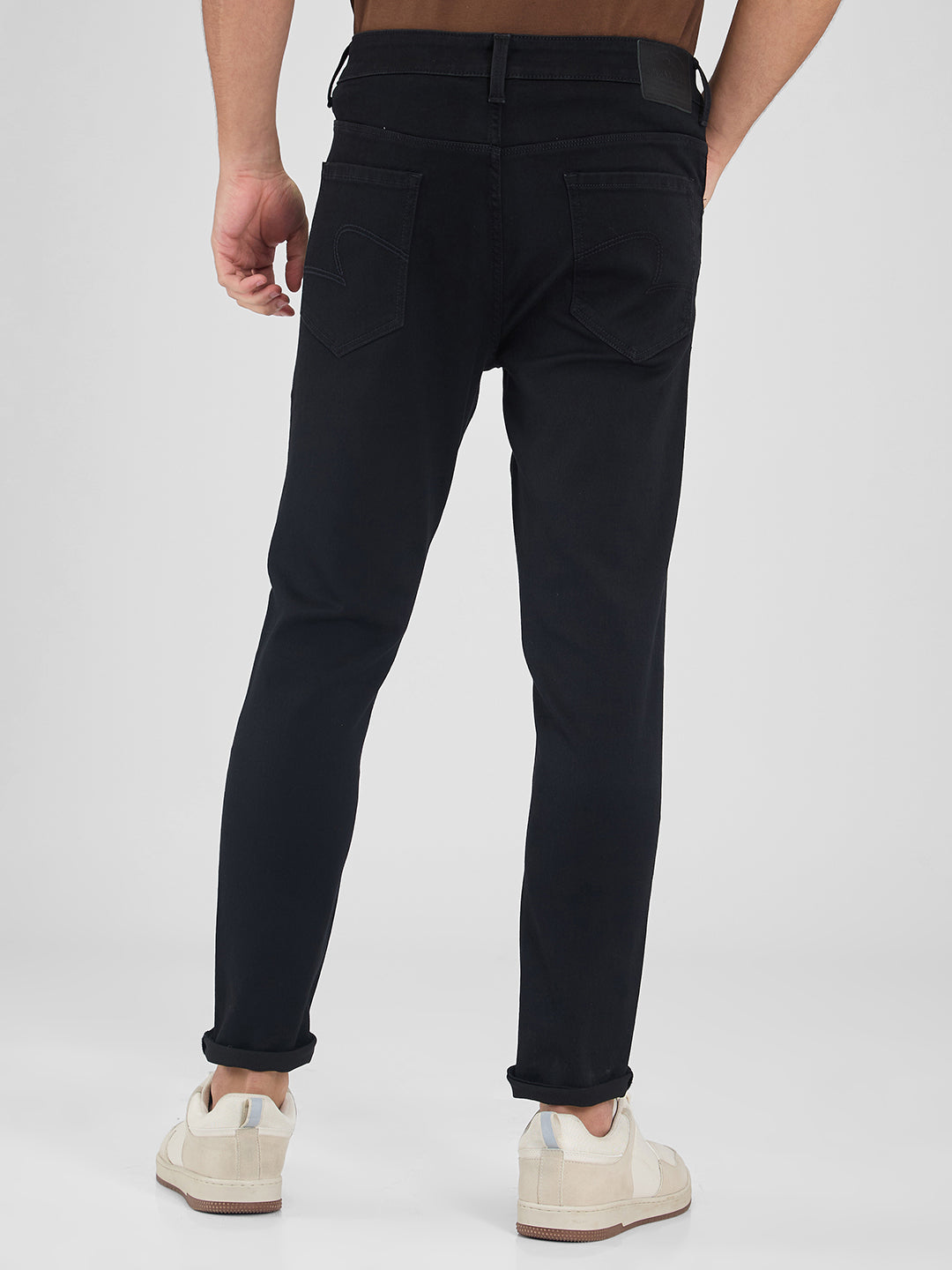 Spykar Black Slim Fit Mid Rise Jeans For Men