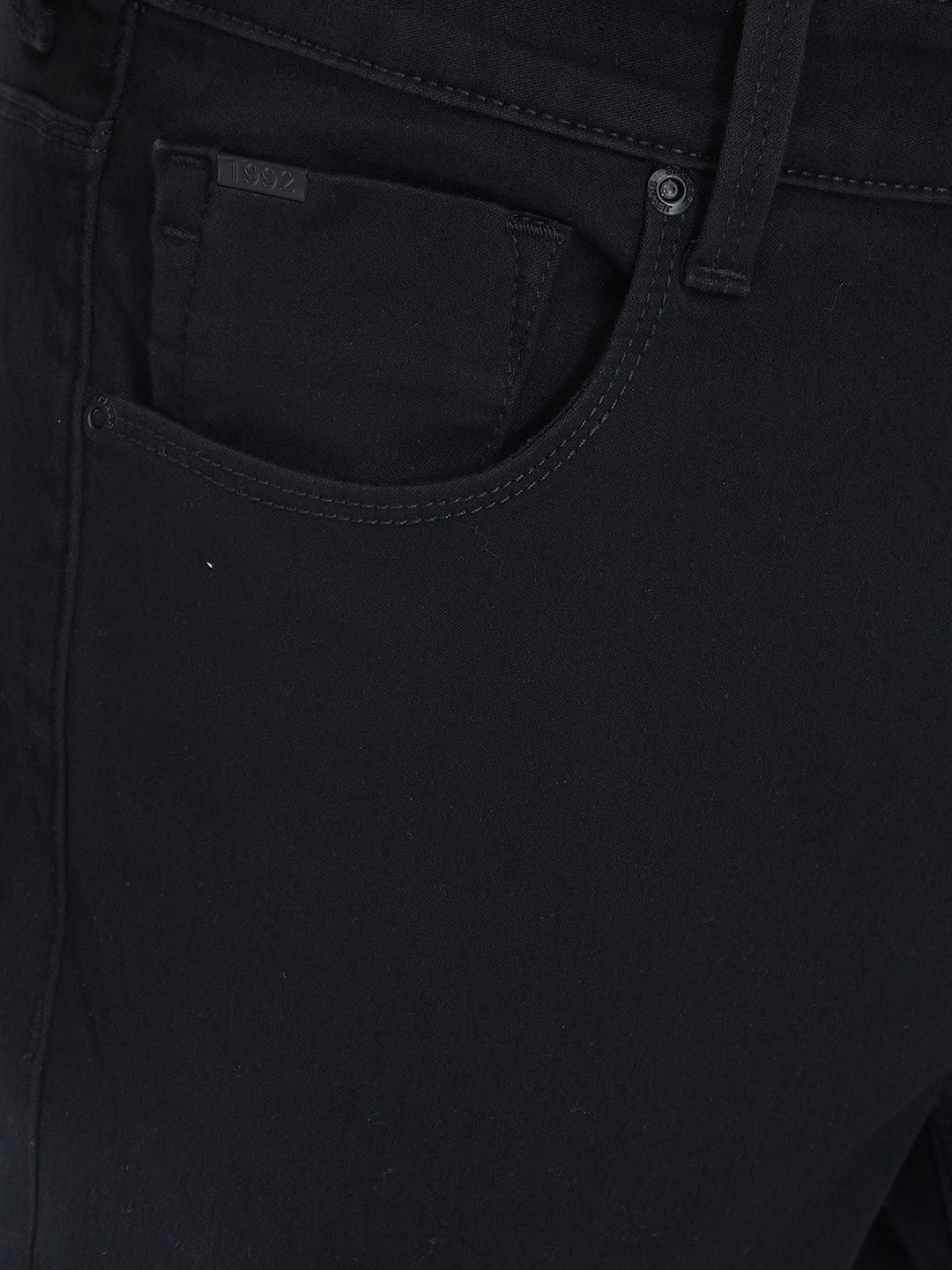 Spykar Black Slim Fit Mid Rise Jeans For Men