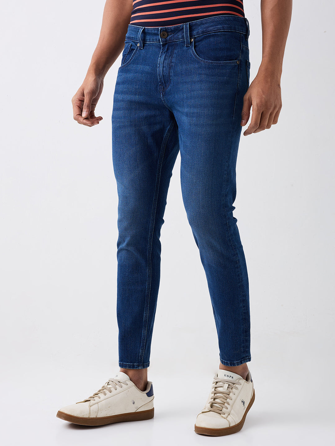 Spykar Vintage Blue Mid Rise Slim Fit Casual Jeans For Men