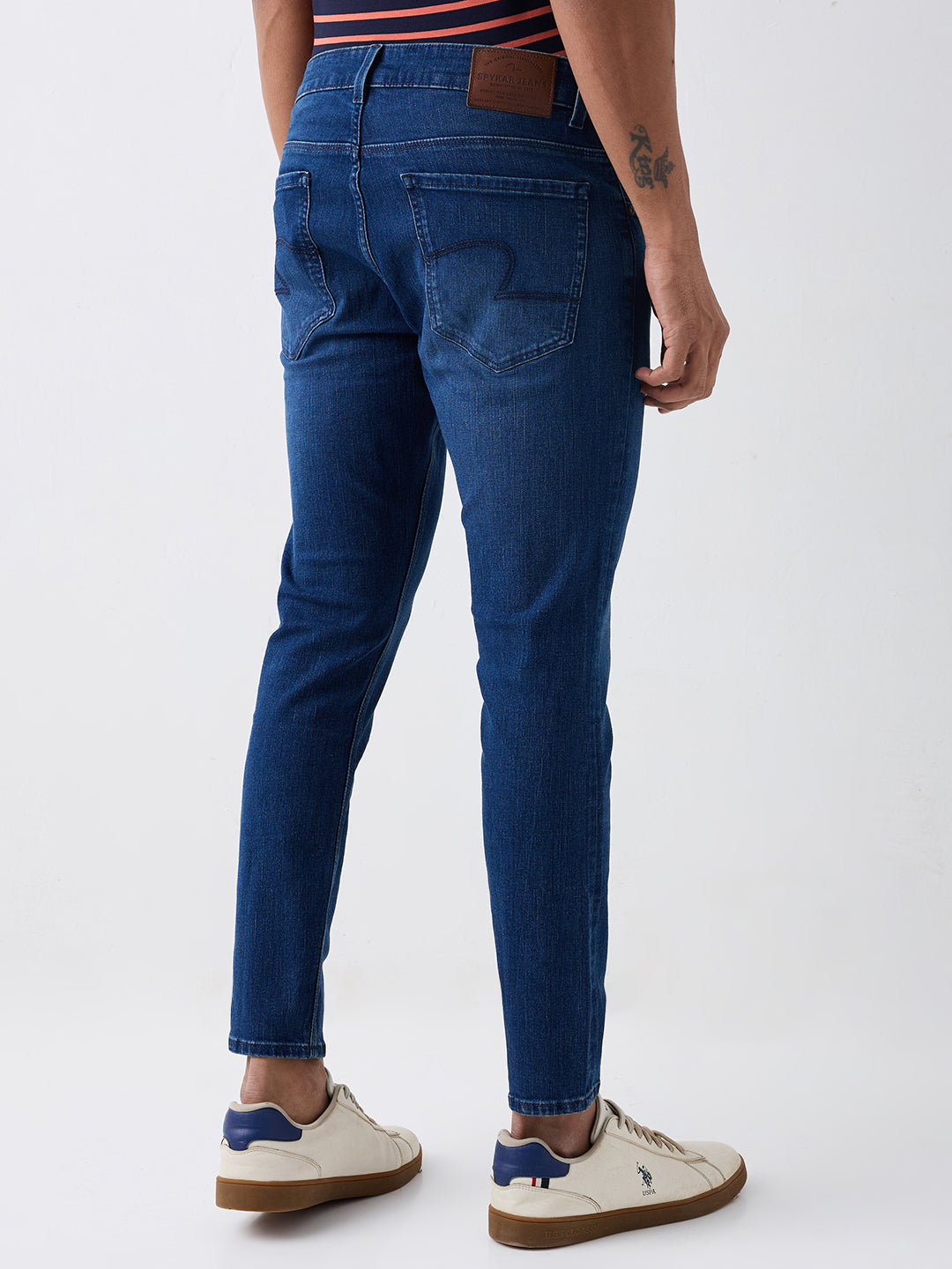 Spykar Vintage Blue Mid Rise Slim Fit Casual Jeans For Men