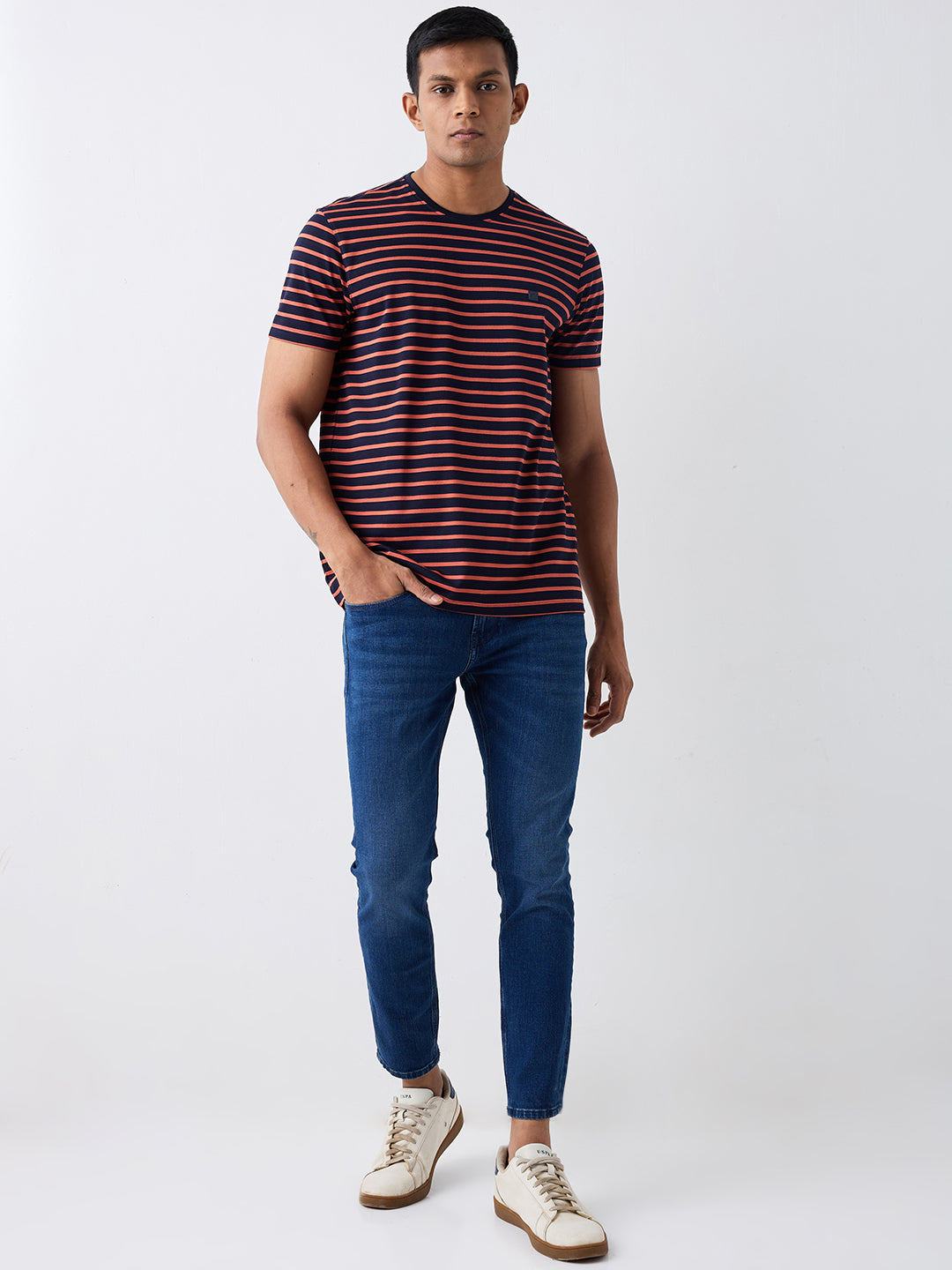Spykar Vintage Blue Mid Rise Slim Fit Casual Jeans For Men