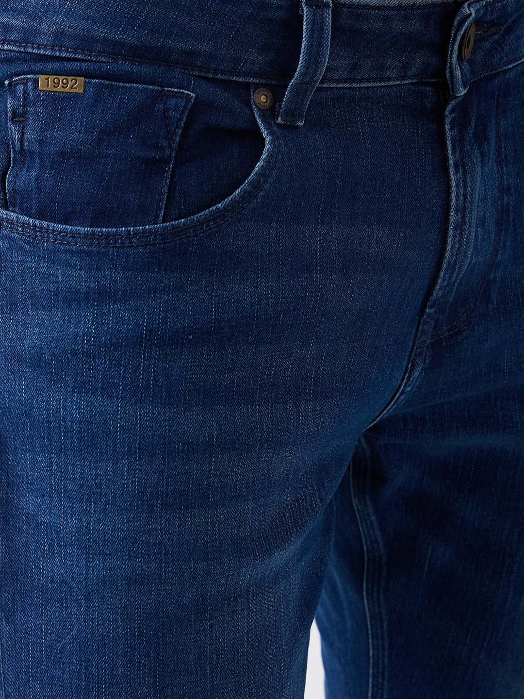 Spykar Vintage Blue Mid Rise Slim Fit Casual Jeans For Men