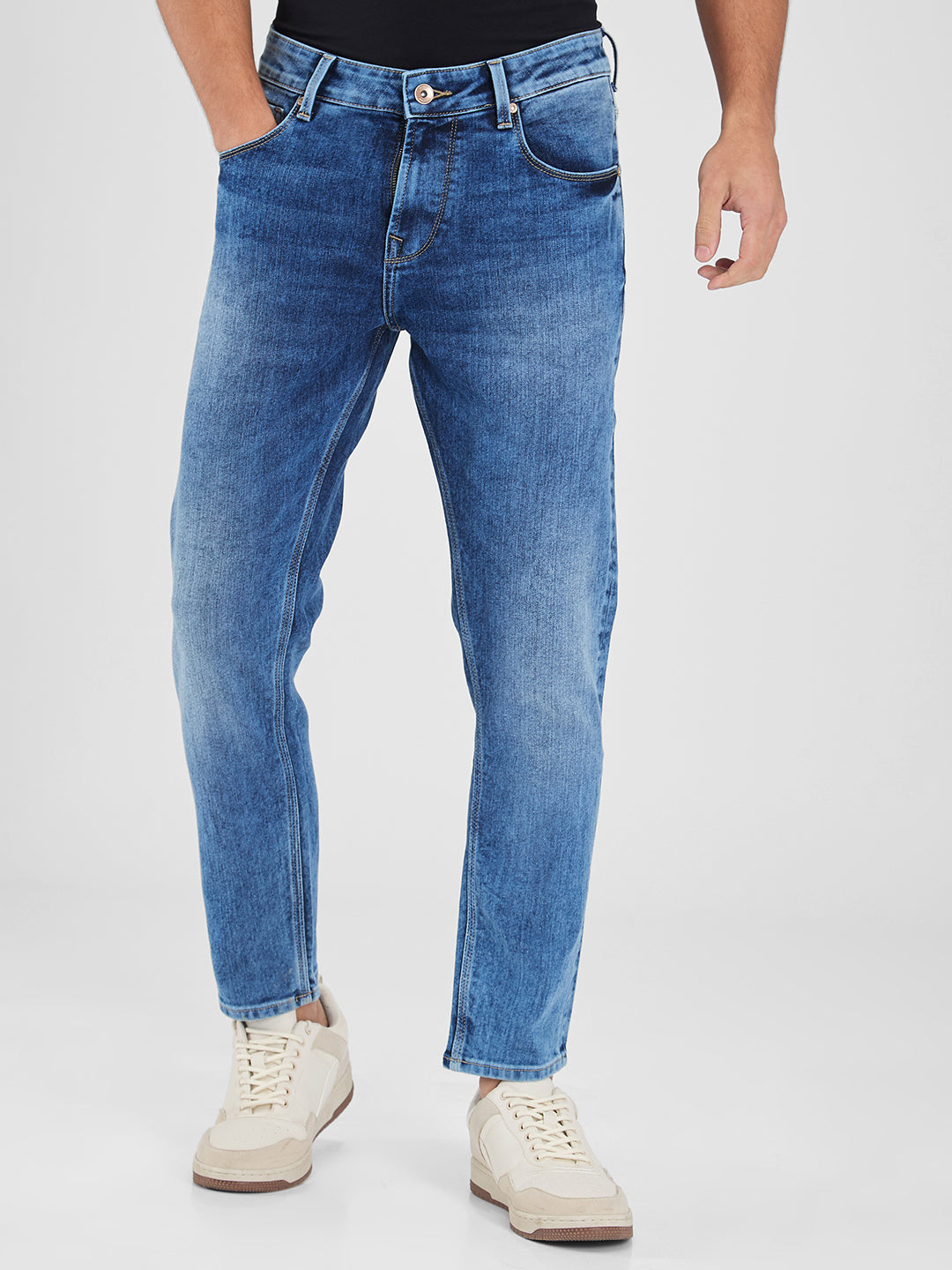 Spykar Blue Slim Fit Mid Rise Jeans For Men