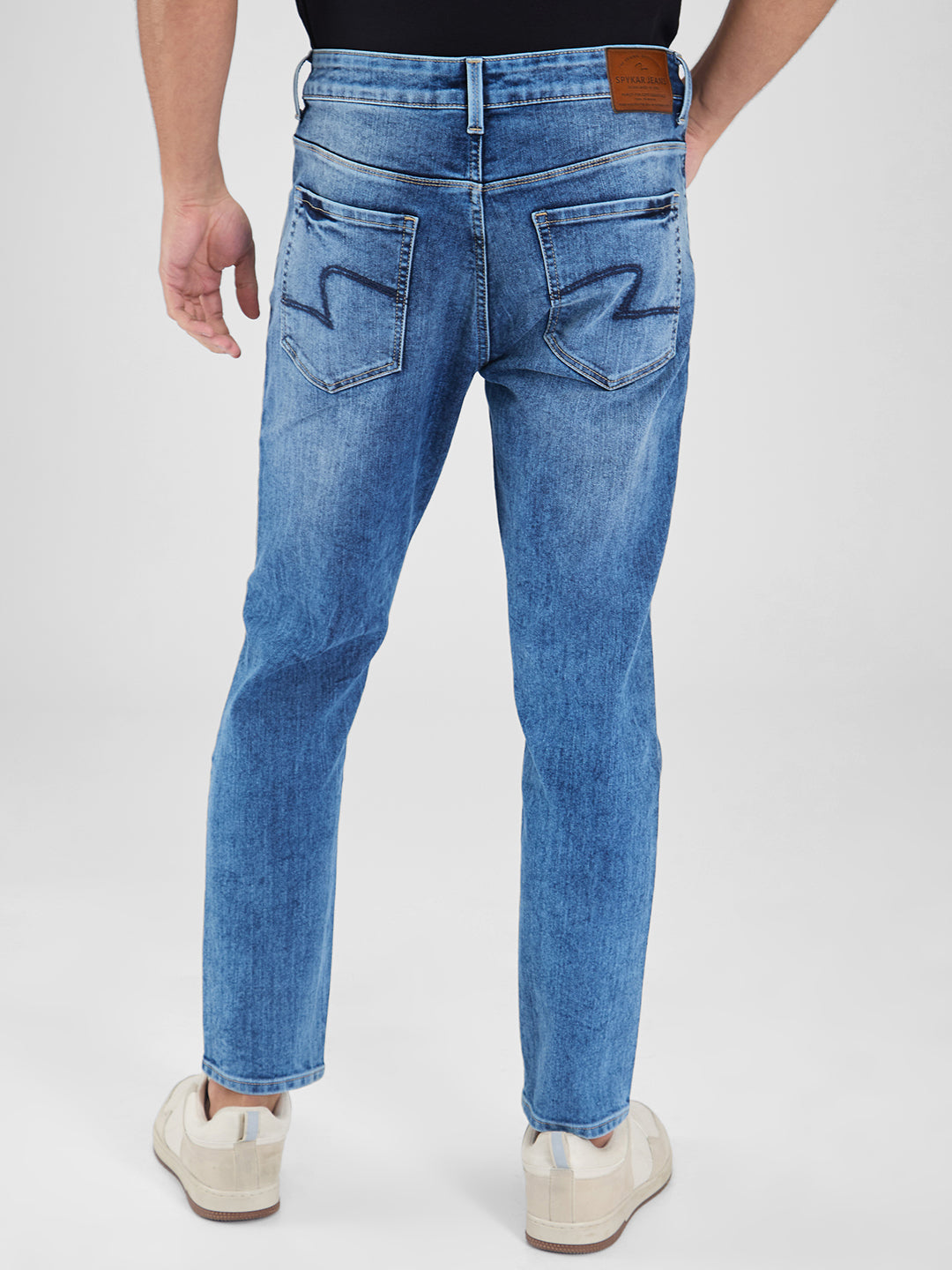 Spykar Blue Slim Fit Mid Rise Jeans For Men