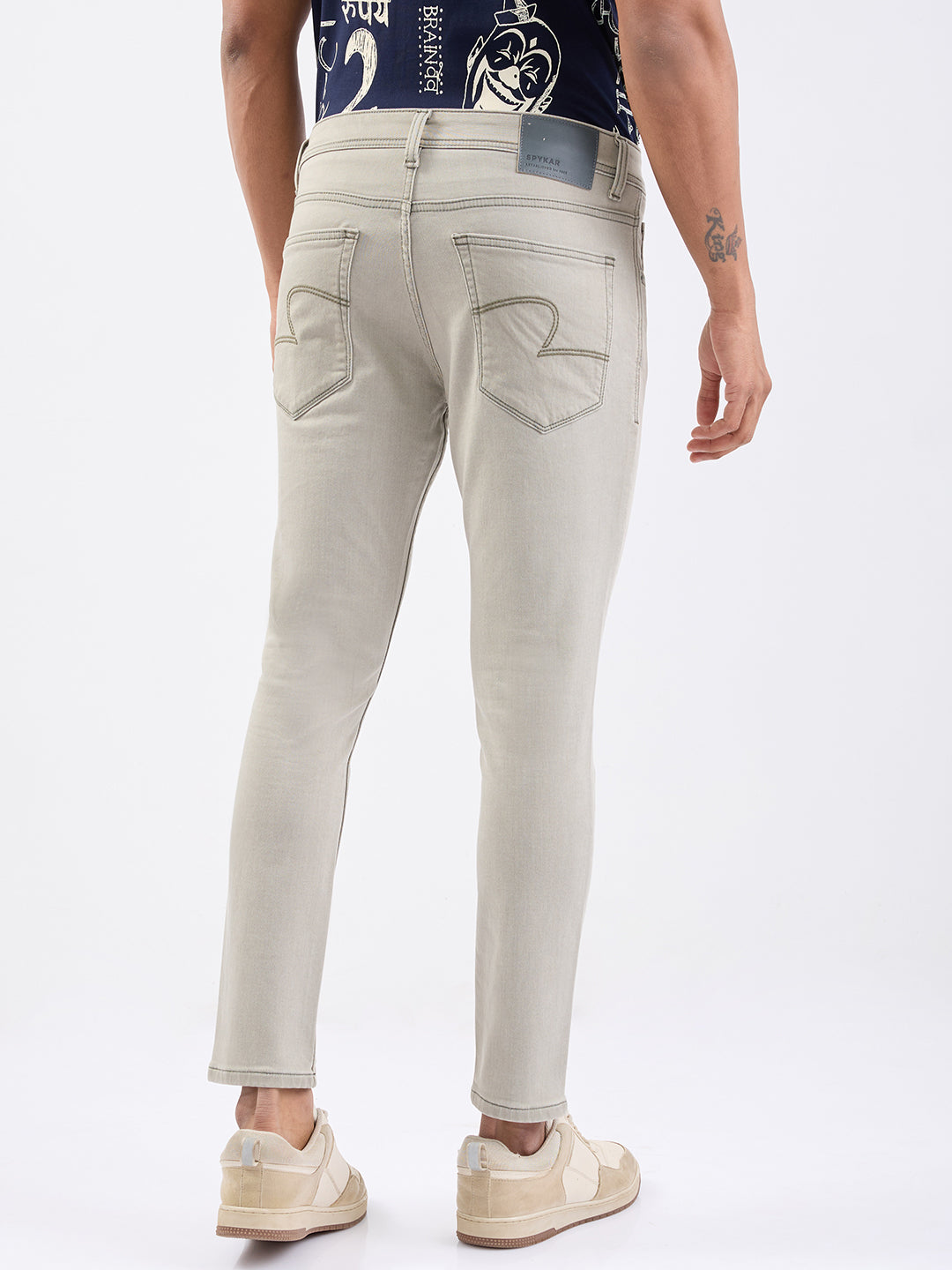 Spykar Lt. Olive Green Mid Rise Slim Fit Casual Jeans For Men