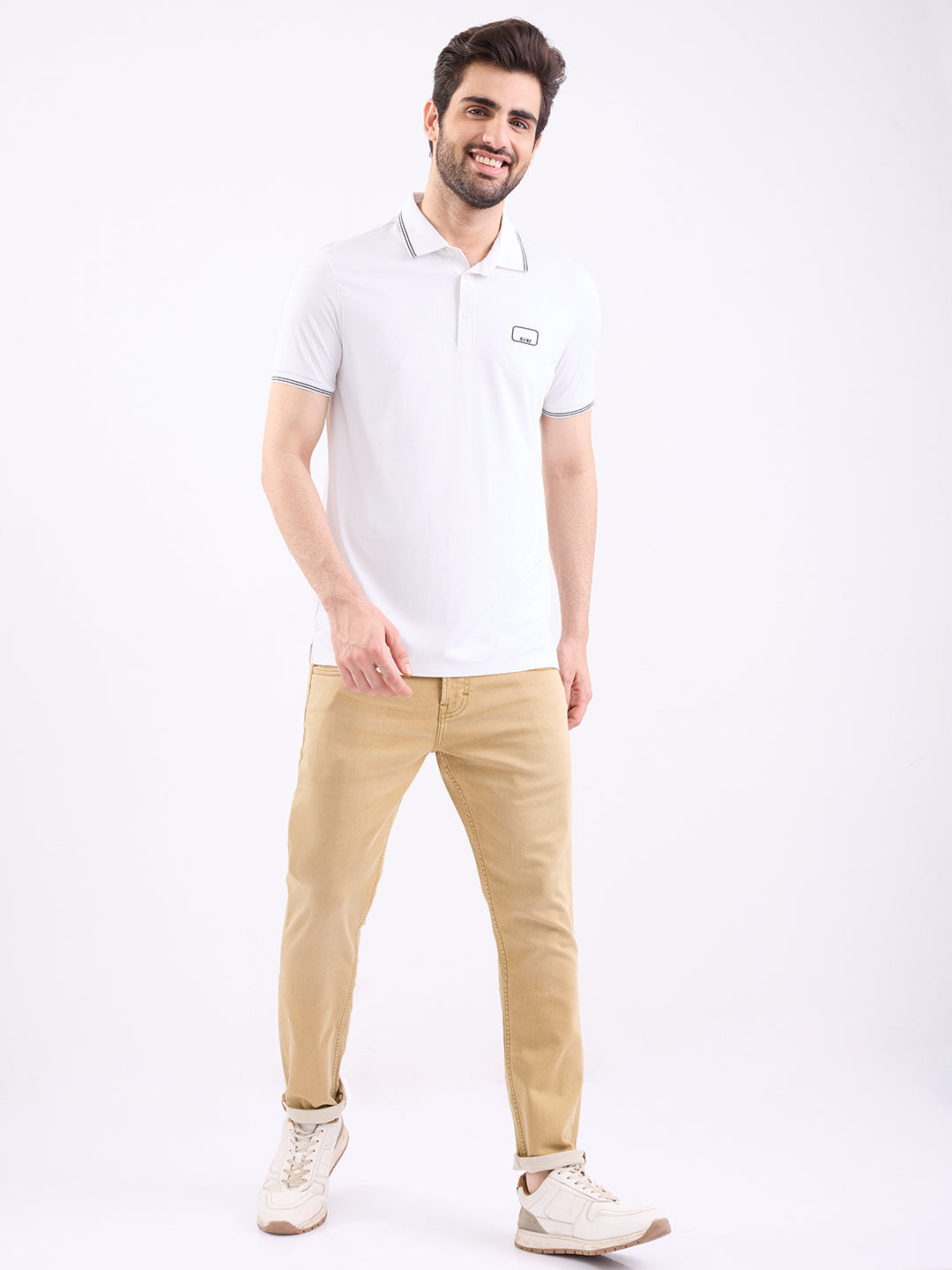 Spykar Golden Khaki Mid Rise Slim Fit Casual Jeans For Men