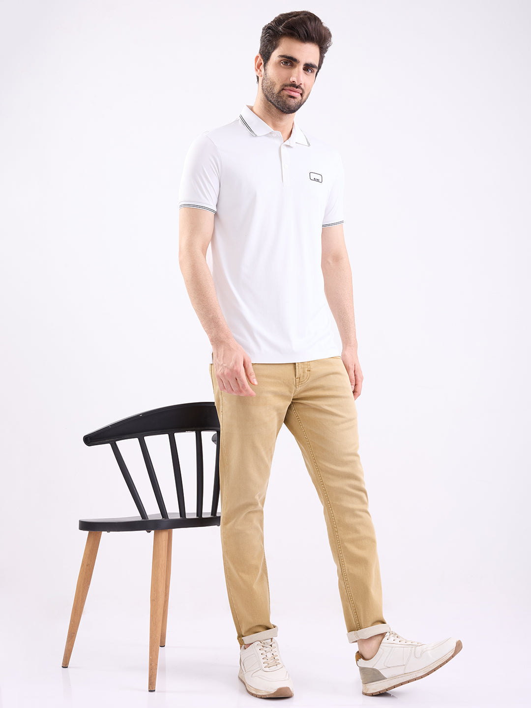 Spykar Golden Khaki Mid Rise Slim Fit Casual Jeans For Men