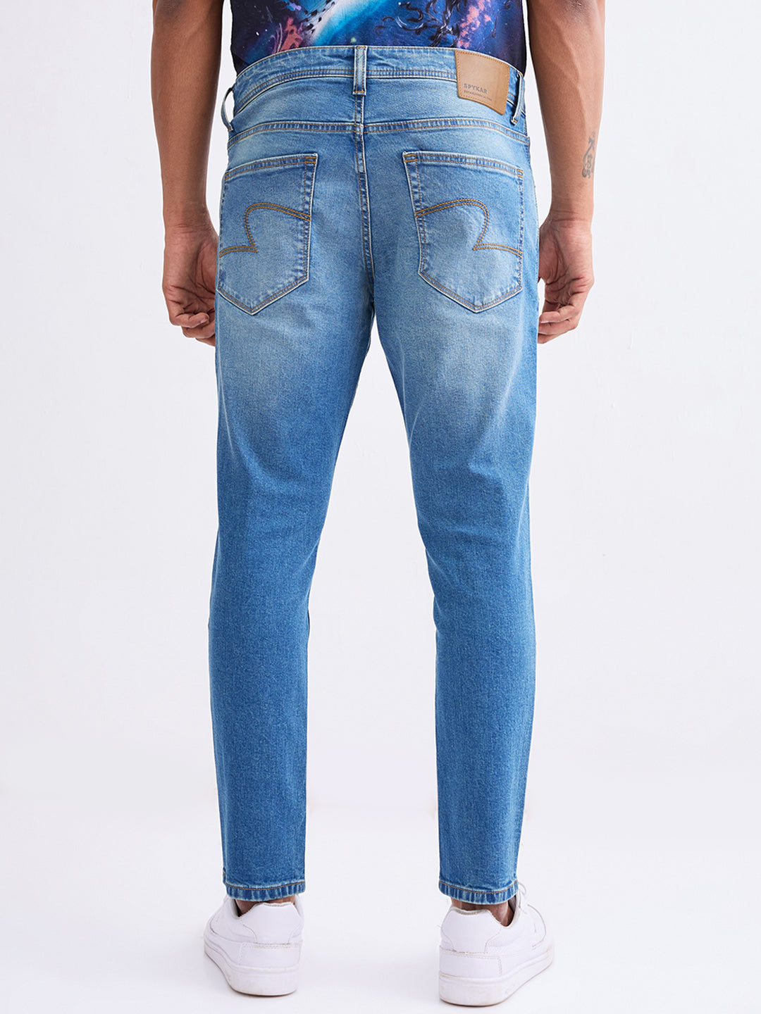 Spykar Vintage Blue Mid Rise Slim Fit Casual Jeans For Men