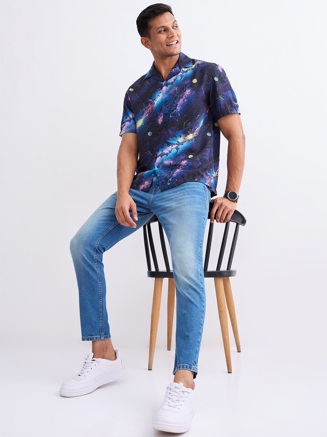 Spykar Vintage Blue Mid Rise Slim Fit Casual Jeans For Men