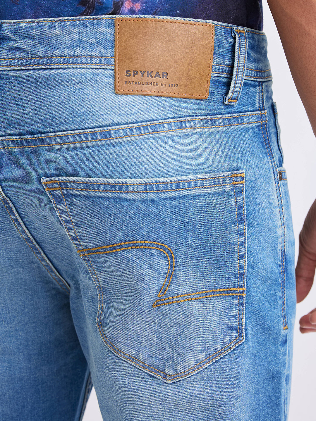 Spykar Vintage Blue Mid Rise Slim Fit Casual Jeans For Men